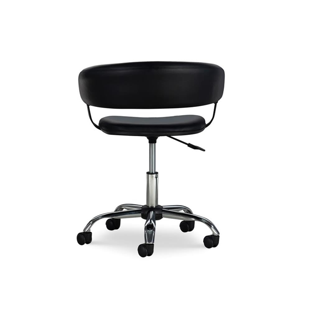 UrbanPro Black & Chrome Faux Leather Office Chair with Gas Lift & Wheels - Ergonomic Desk Chair for Home & Office Workspace