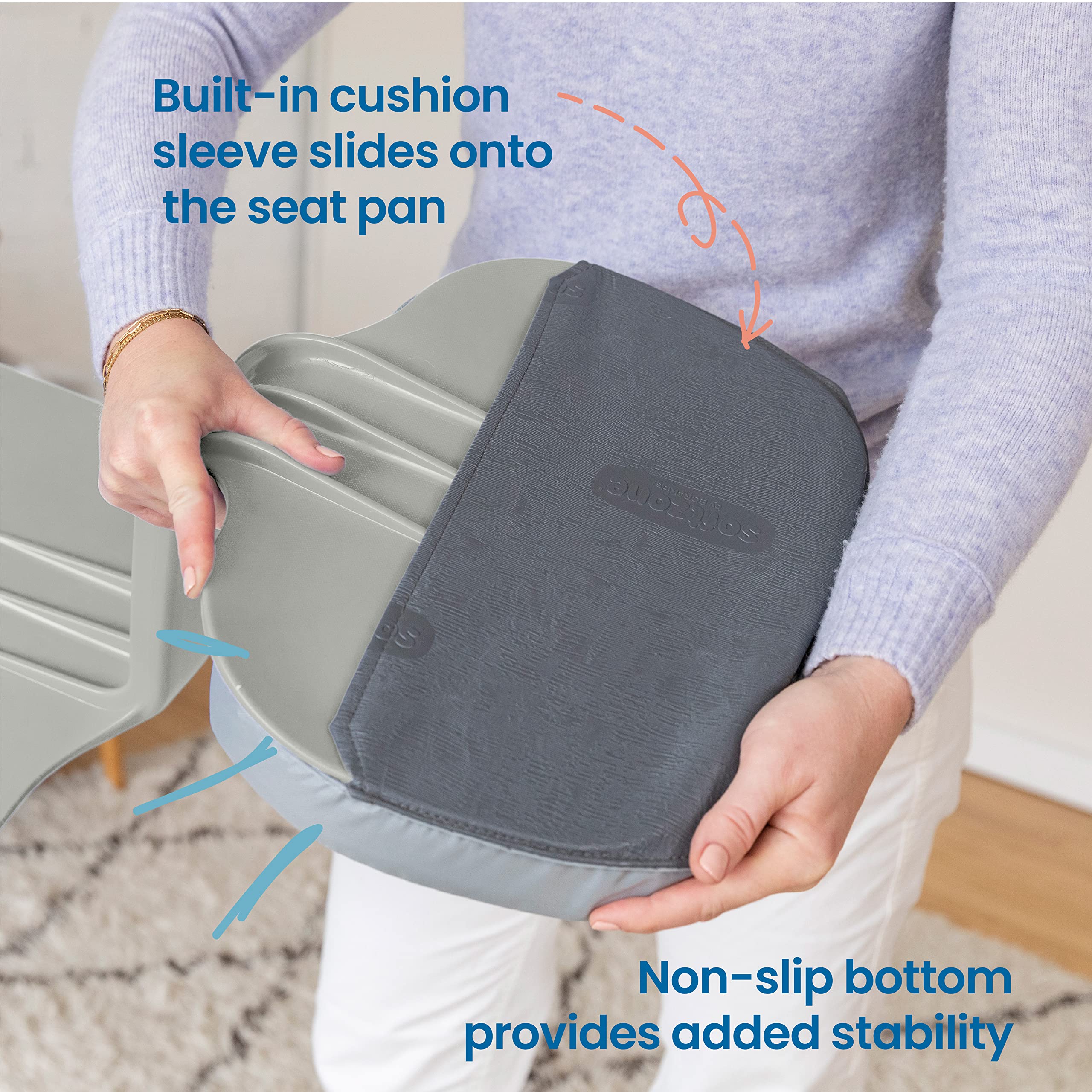 ECR4Kids The Surf Portable Lap Desk with Cushion - Light Grey Flexible Seating for Kids & Teens - Perfect for Homework, Reading, and Bedroom Use