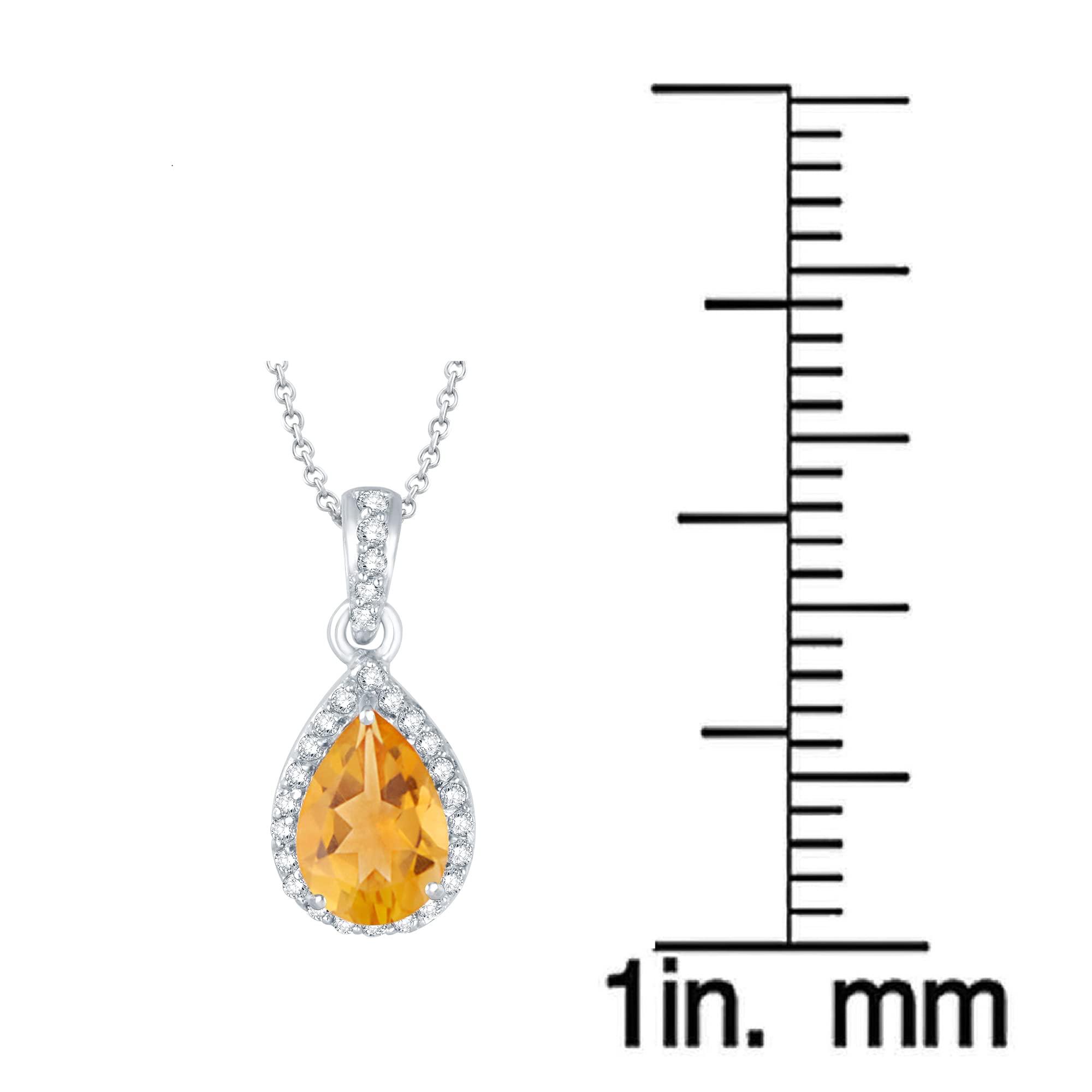 Natural Gemstone & White Topaz Halo Sterling Silver Pendant with 18