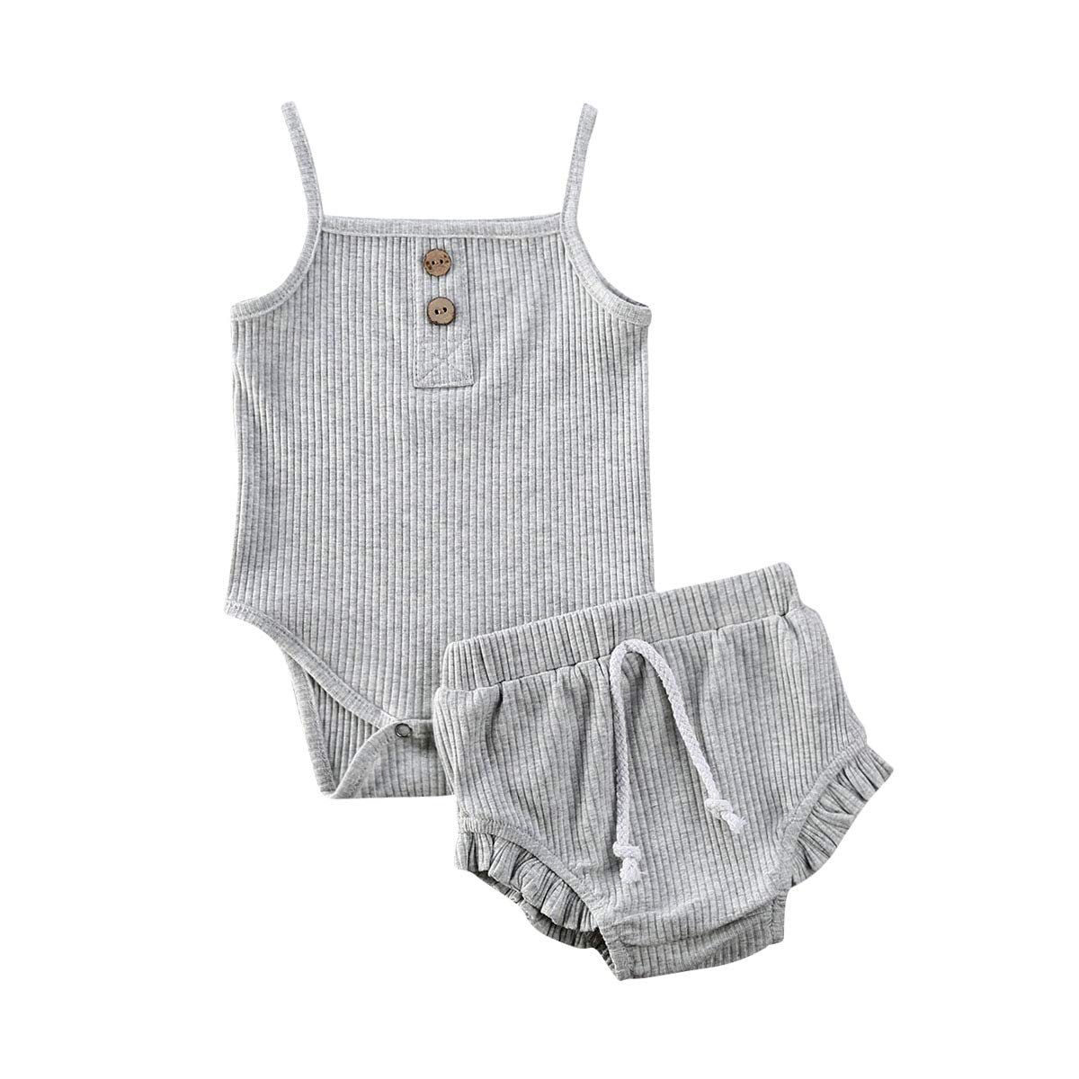 Adorable Newborn Baby Girl Ribbed Tank Top Romper & Bloomers Set - Cute Summer Outfit for Infants - Perfect for Playdates, Beach Trips, and Photo Shoots
