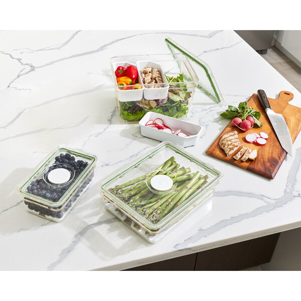 Fresh Large Short Bin with Insert Tray - Durable Storage Container for Kitchen, Bathroom & Office Organization