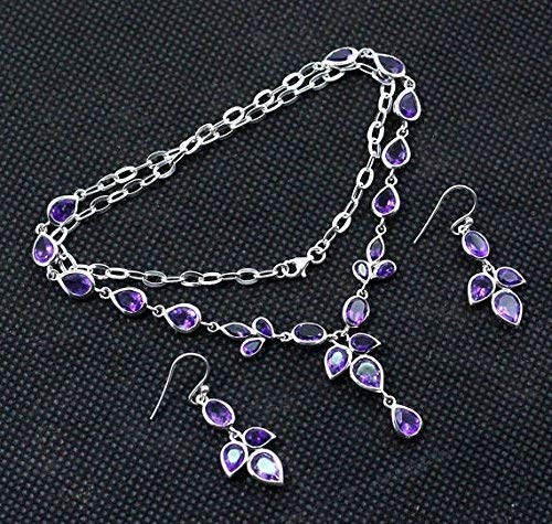 925 Sterling Silver Amethyst Jewelry Set for Women - Elegant Necklace & Earrings Wedding Set | Perfect for Bridal, Anniversary, and Special Occasion Gifts