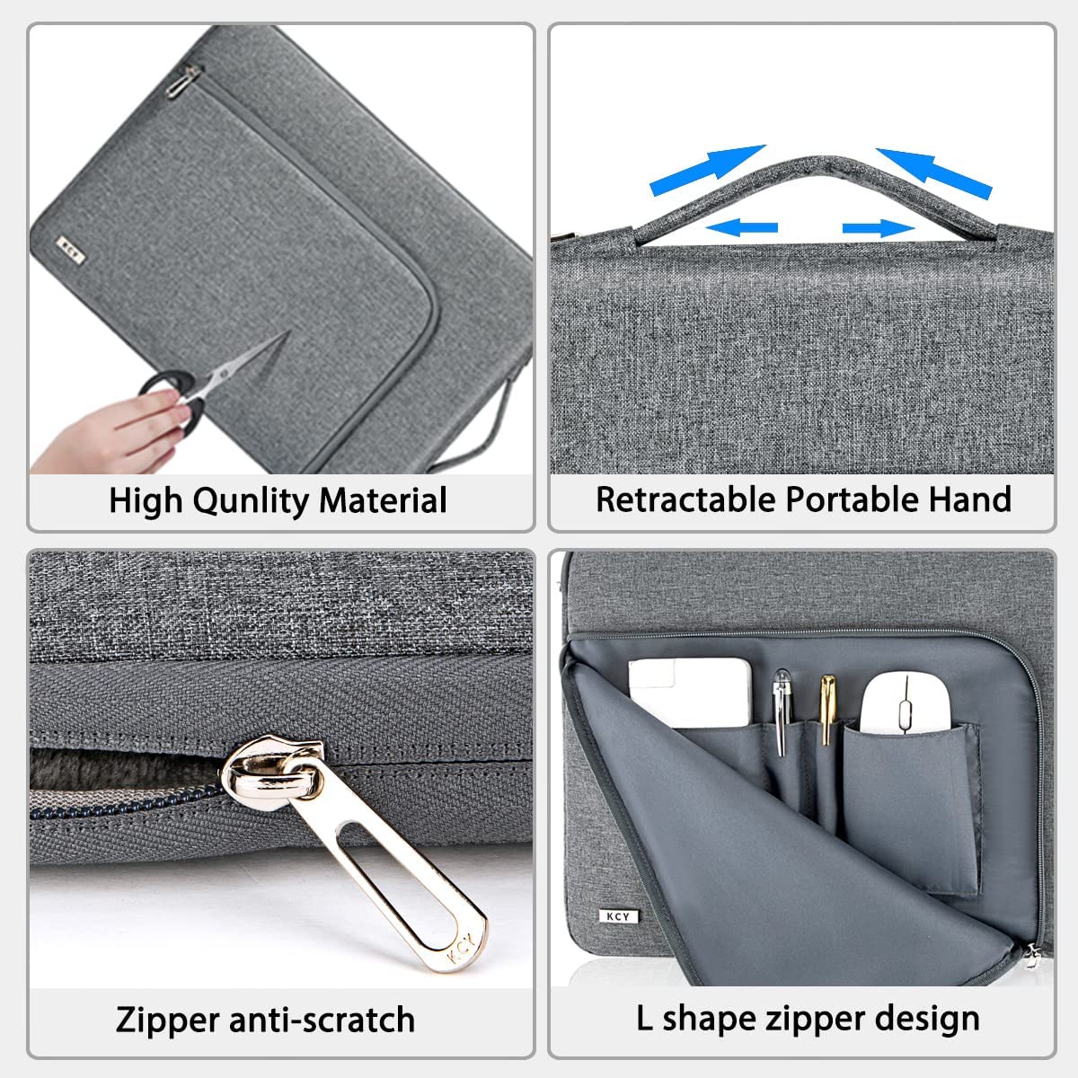 KCY 15-16 Inch Laptop Sleeve - Slim Protective Case for MacBook Air 15, MacBook Pro 15/16 M1 M2 (2020-2023), Surface Laptop 5/4, Dell XPS 15, HP & Asus Notebooks - Lightweight Computer Cover Bag in Grey | Perfect for Work, School & Travel