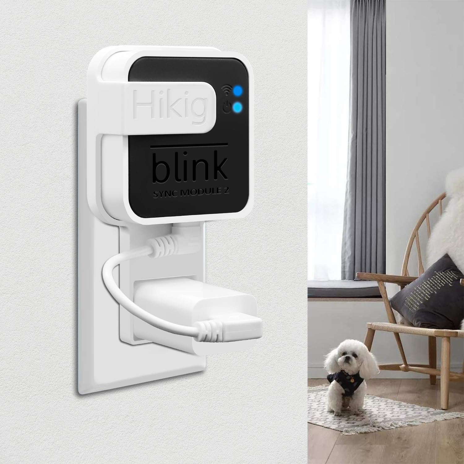 Blink Sync Module 2 Outlet Mount Bracket - Secure Wall Mount for Blink Outdoor/Indoor/Doorbell Cameras - No Wires, Short Cable Design - 2 Pack - Perfect for Home Security & Smart Home Setup