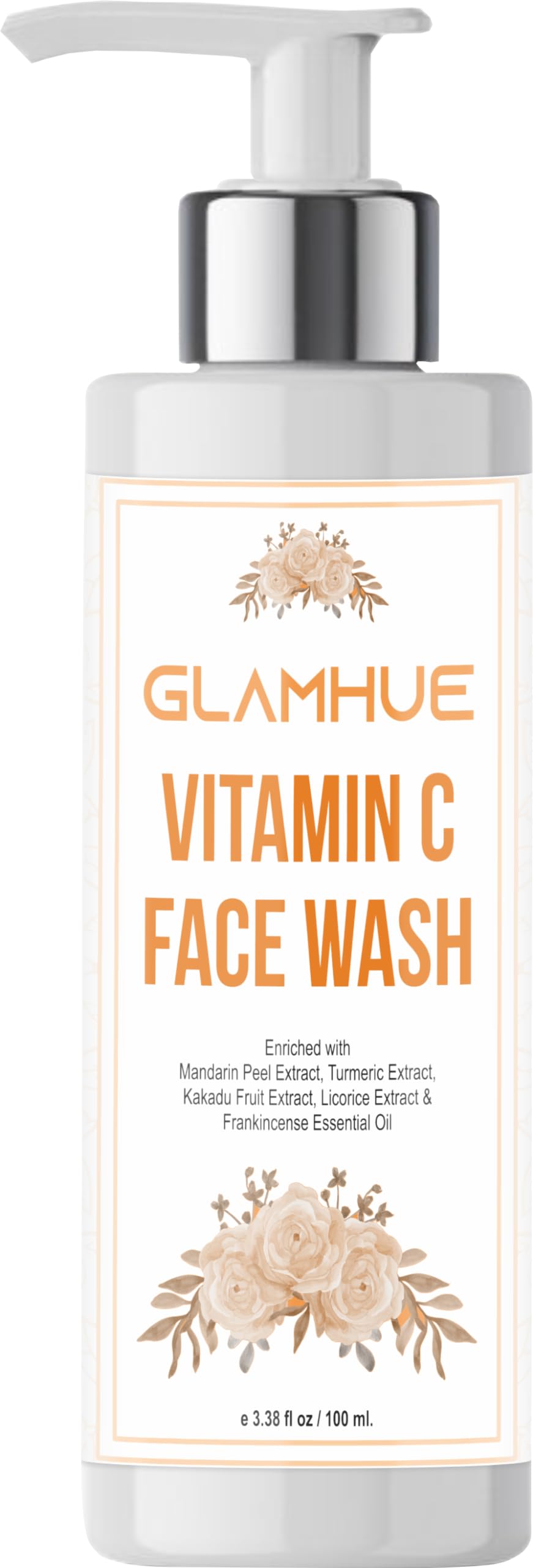 Vitamin C Face Wash with Turmeric, Mandarin Peel Extract & Frankincense Oil | Natural, Chemical-Free Cleanser | 100ml | Brightening & Anti-Aging Skincare for Daily Use