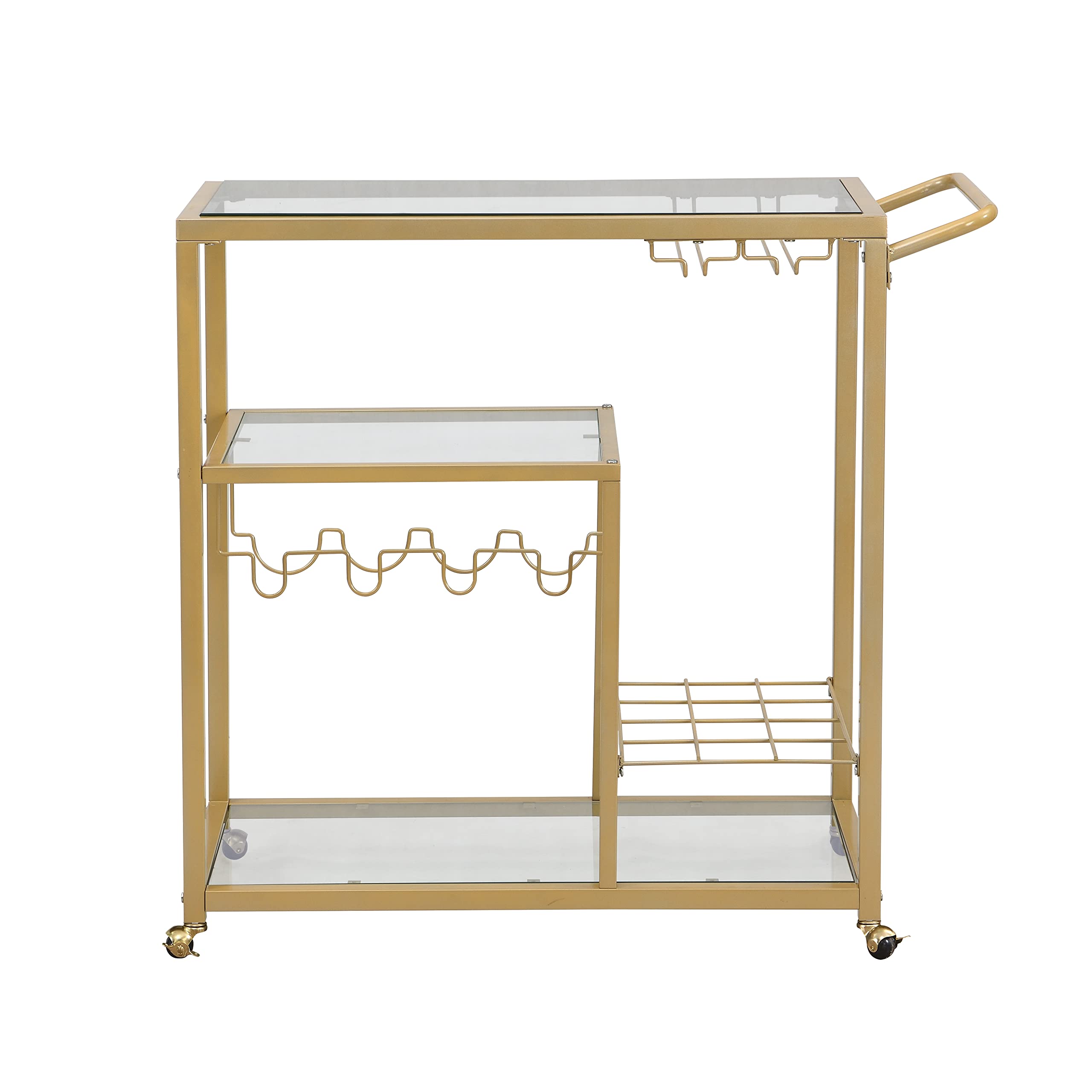 **Goujxcy Mobile Kitchen Island Cart with Storage - Rolling Kitchen Cart with Drawers, Cabinets, Lockable Casters & Adjustable Shelves - Perfect for Small Kitchens, Apartments & Food Prep (A1-Gold)**