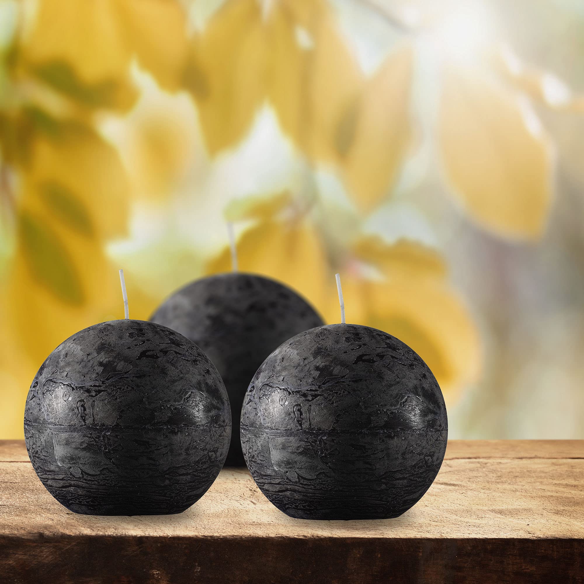 SPAAS Unscented Black Round Candles - Set of 6 Rustic Ball Candles for Wedding Decorations, Party Centerpieces, Romantic Dinners & Home Decor - Perfect for Tablescapes, Holiday Displays & Special Occasions
