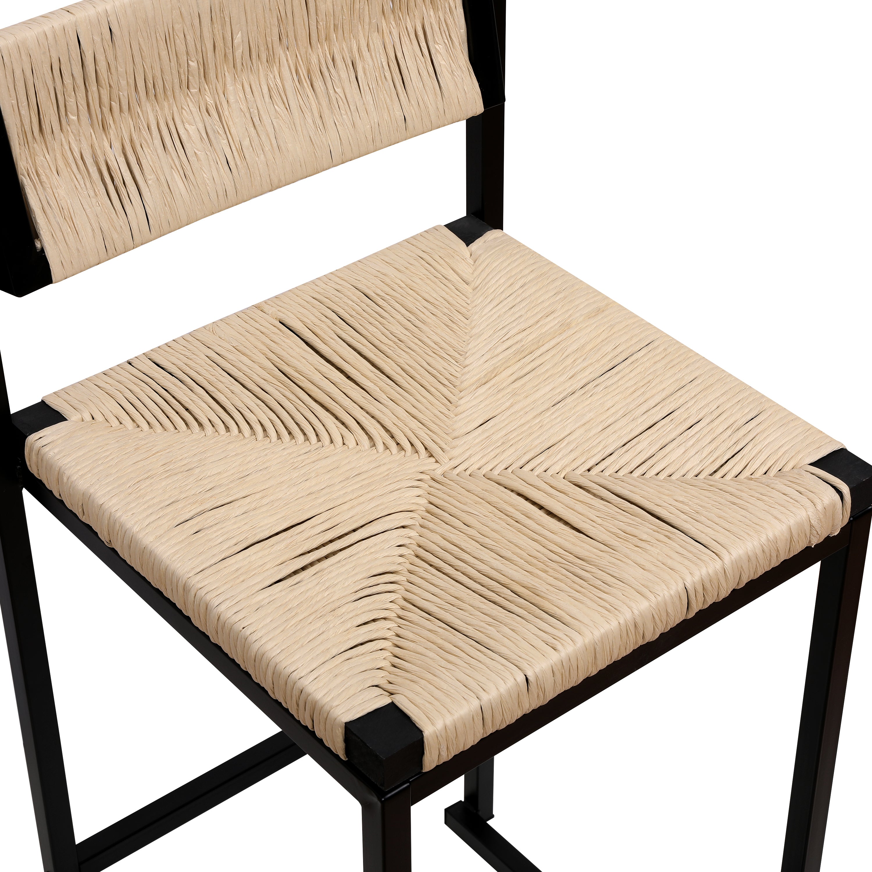 Handwoven Creamy White Paper Rope Bar Stools Set of 2 with Footrest - Natural Woven Counter Height Stools for Kitchen Island, Dining Room, Breakfast Nook & Patio Decor
