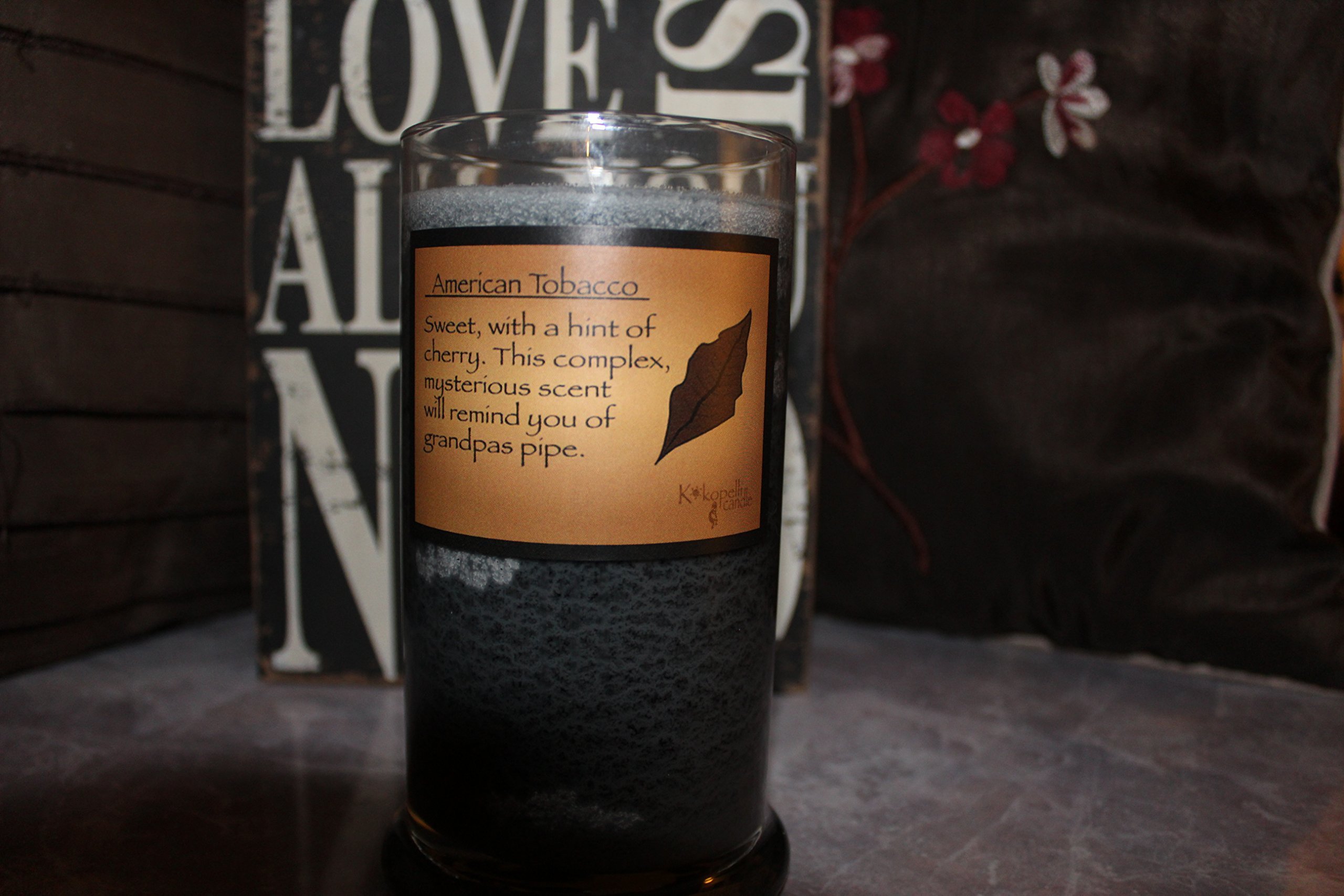 Premium Kokopelli Scented Soy Candle - American Tobacco Fragrance, Large Jar Candle for Home, Relaxation & Gifts - Perfect for Living Room, Bedroom & Spa Ambience