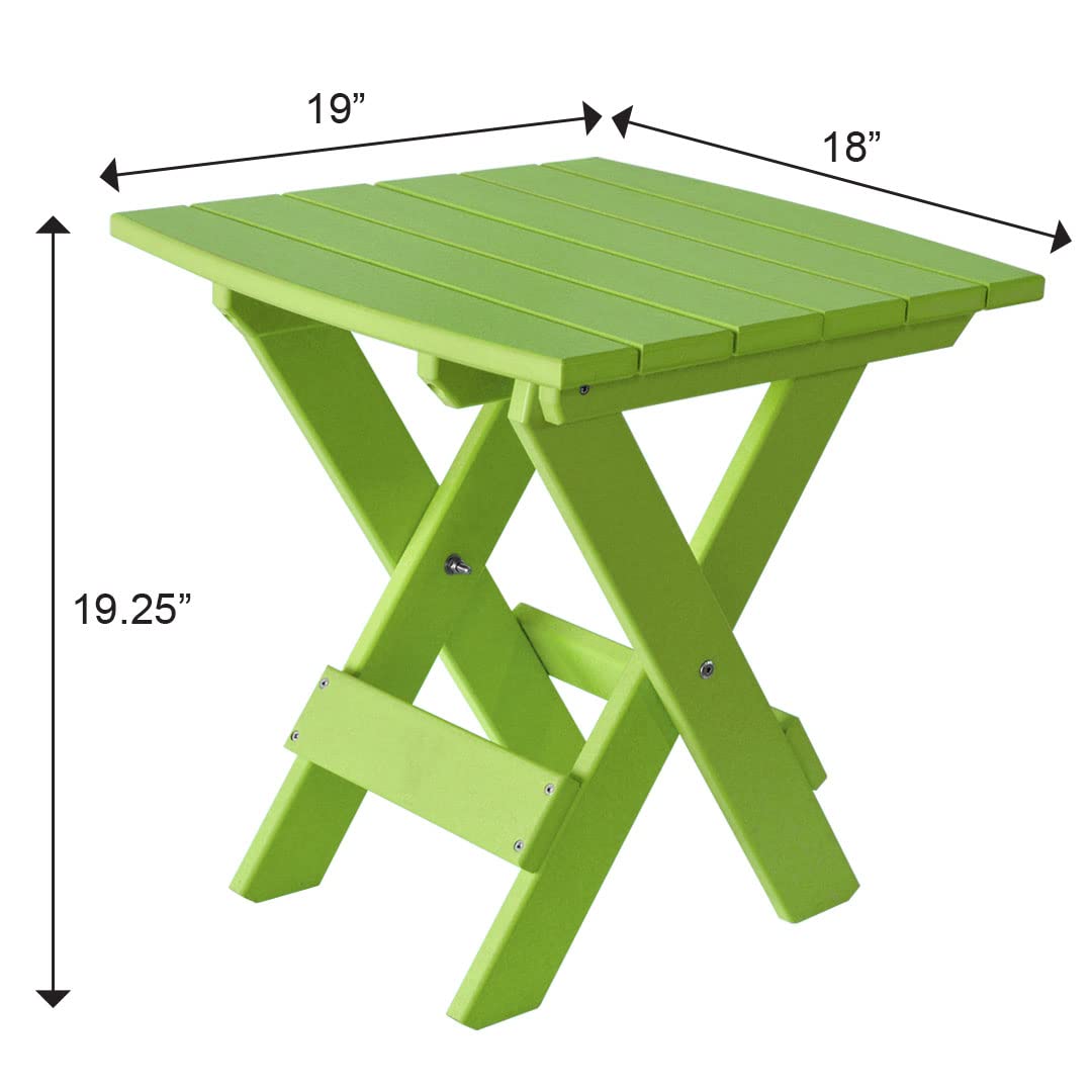Outer Banks Collection Tailgate Folding Side Table - Portable Lime Green Picnic Table for Camping, Beach, Backyard & Outdoor Parties