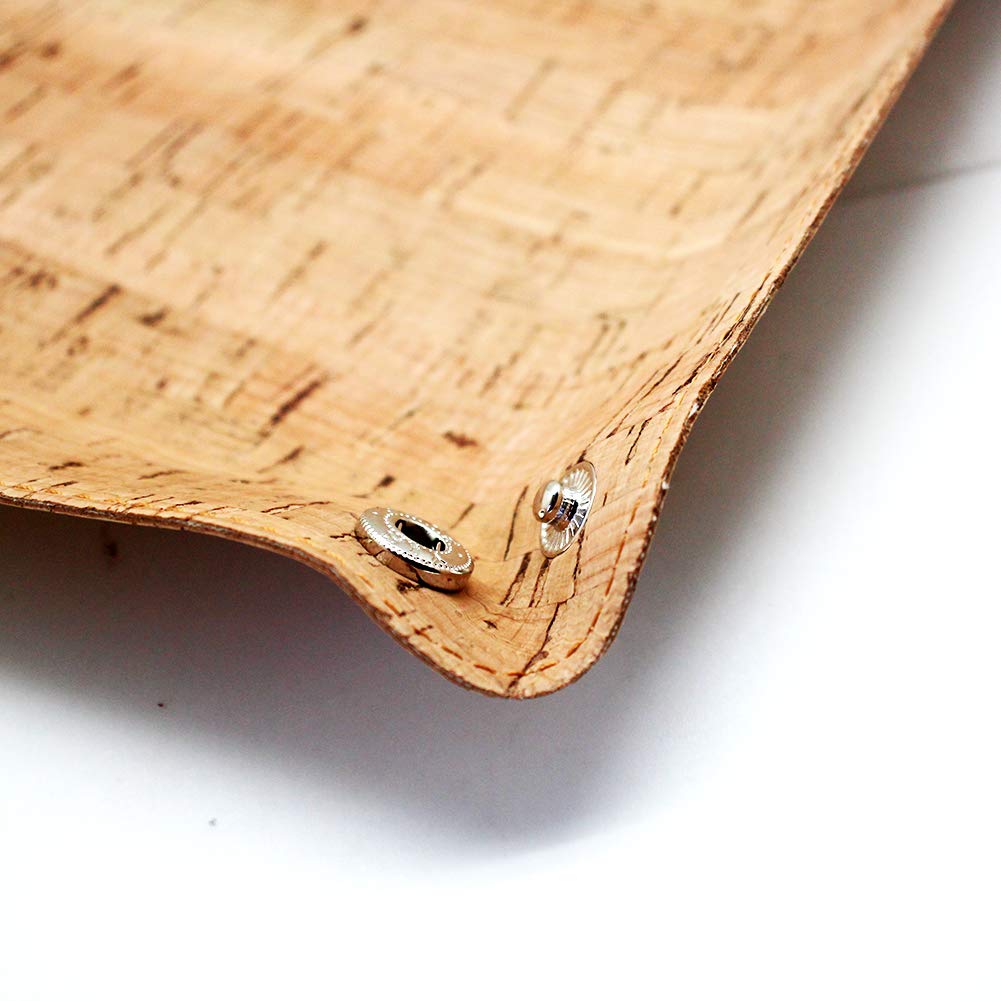 Boshiho Natural Cork Valet Tray for Men - Jewelry, Keys, Phone & Coin Organizer - Bedside Storage Box for Watch, Wallet & Essentials (Eco-Friendly Cork) | Perfect for Nightstand, Dresser & Entryway Organization