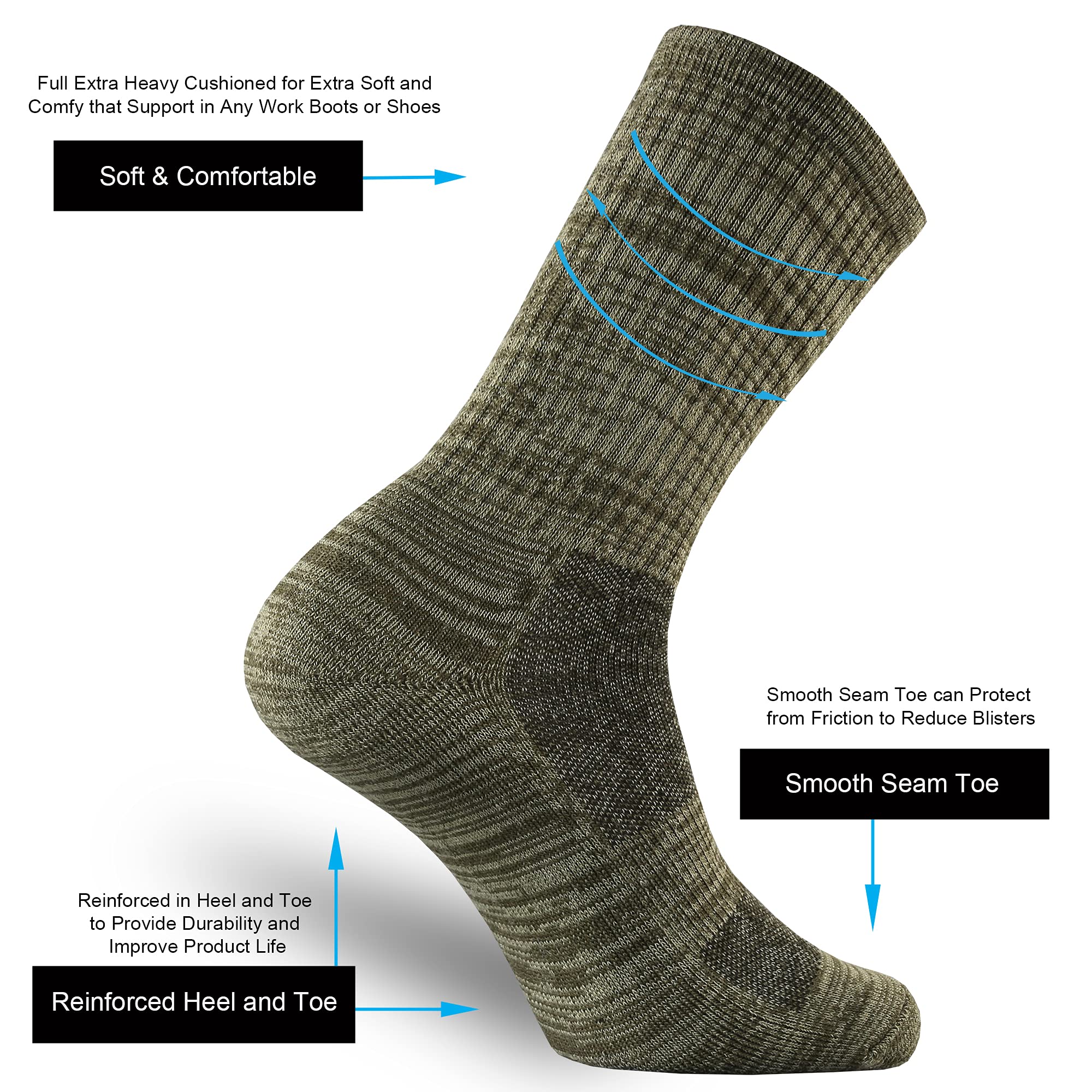 ONKE Merino Wool Cushion Crew Socks for Men - Moisture Wicking, Breathable & Comfortable Hiking Socks for Outdoor Activities, Travel & Daily Wear