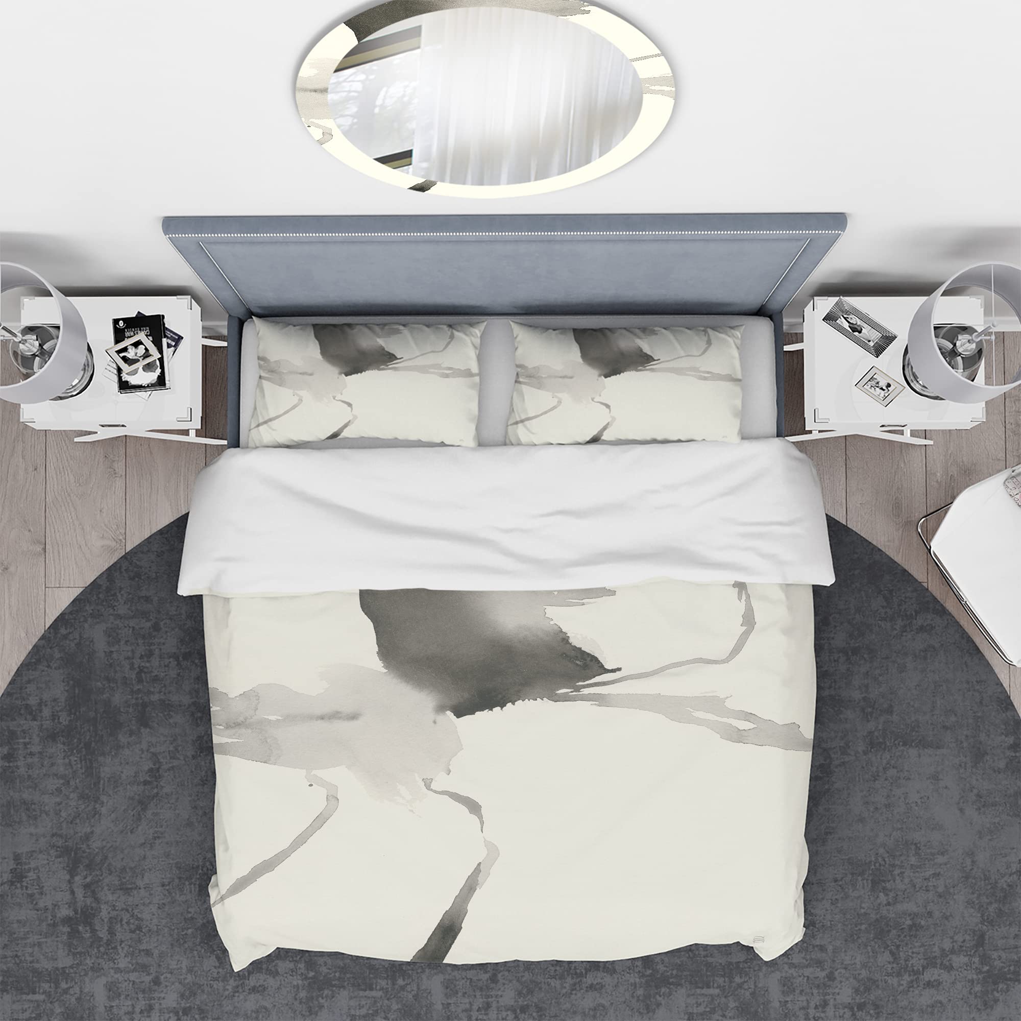 Minimalist Geometric Duvet Cover Set King Size - Modern Abstract Grey Bedding 3-Piece Set for All Seasons | Perfect for Contemporary Bedrooms & Guest Rooms