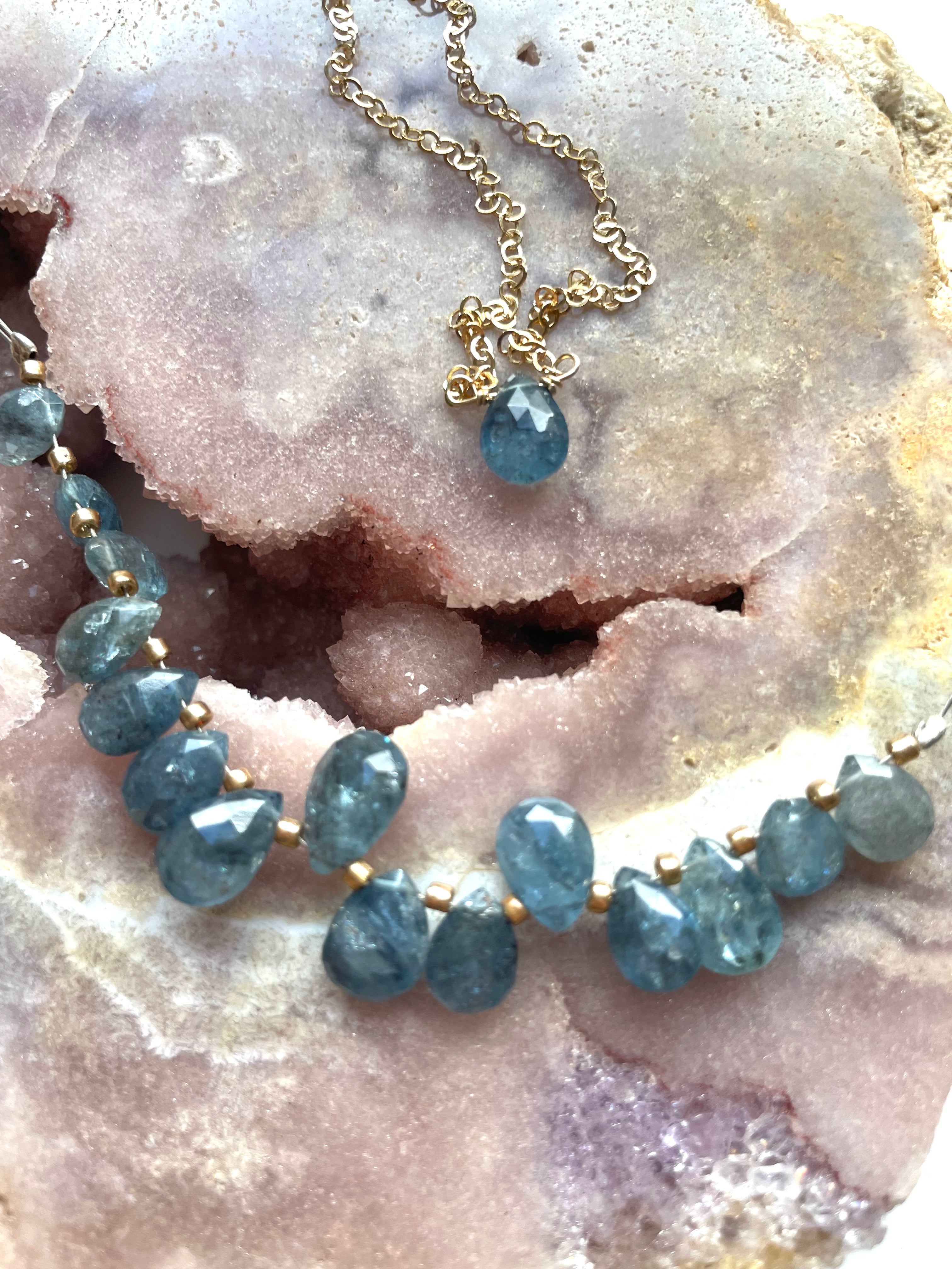 Dainty Moss Aquamarine Necklace - March Birthstone Jewelry for Women | Elegant Pendant Gift for Birthday, Anniversary & Mother's Day | Perfect for Everyday Wear & Special Occasions