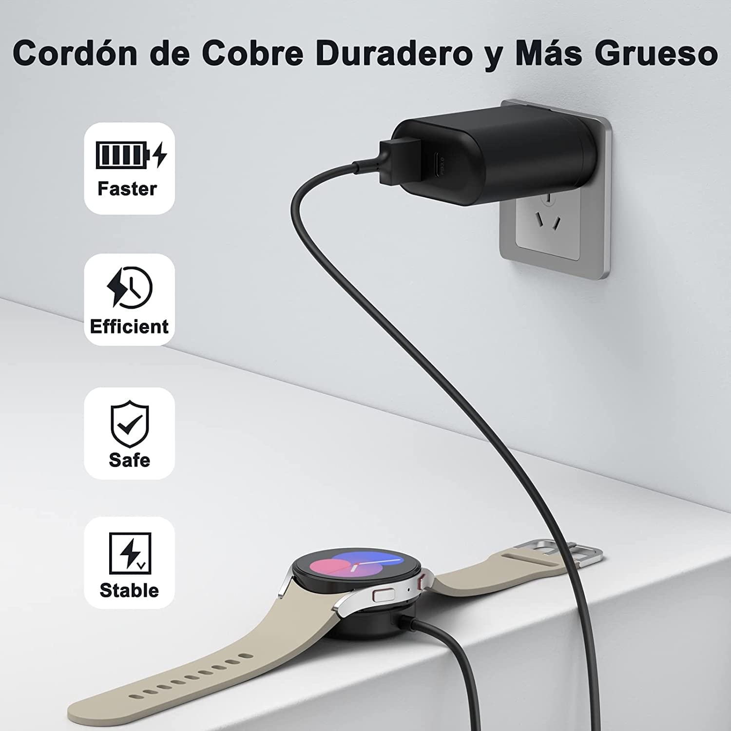 Samsung Galaxy Watch 6/5/4 Wireless Charger - USB Fast Charging Dock (100cm Cable) - Perfect for Home, Office & Travel Charging