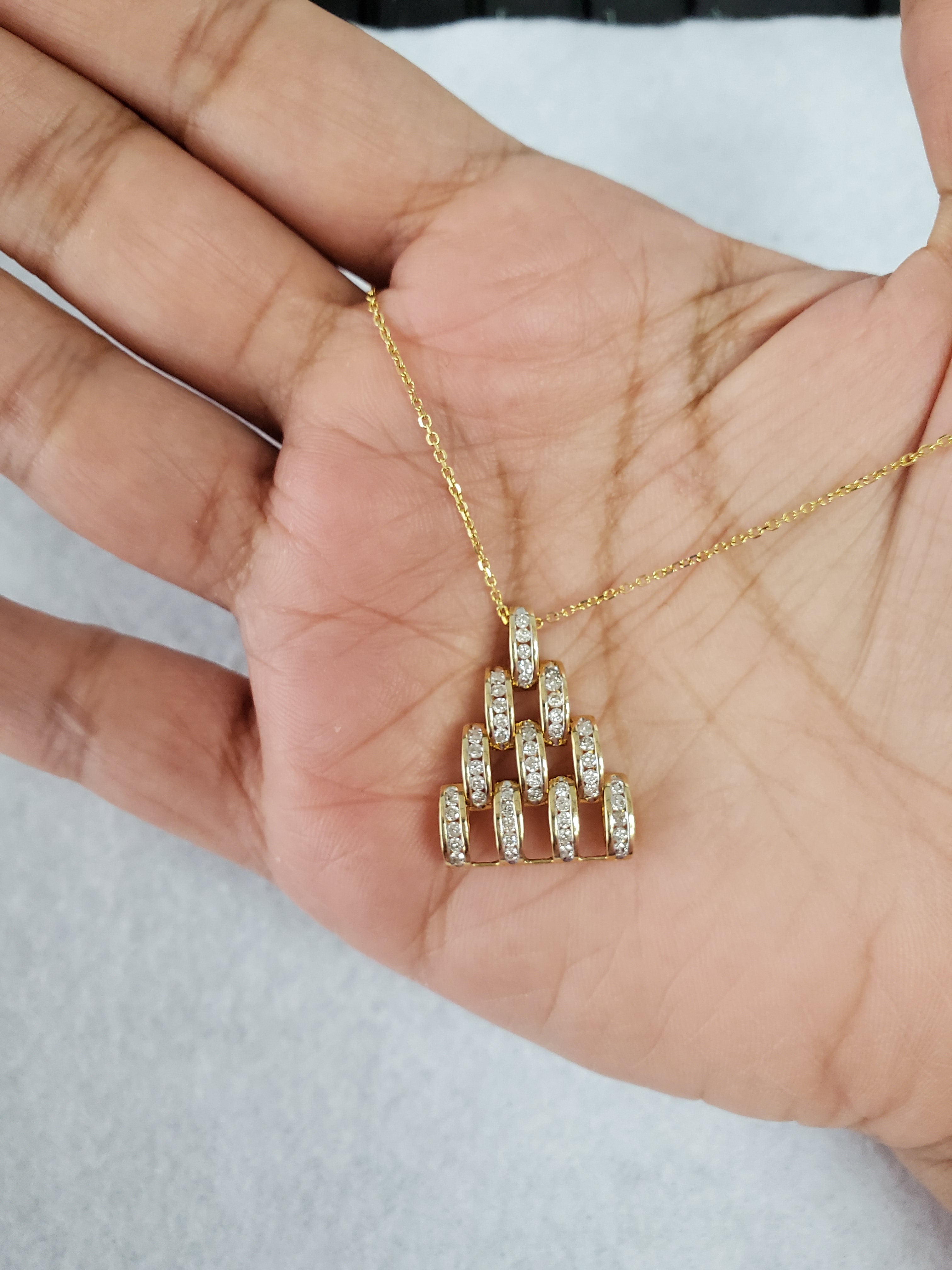 1.00cttw Pyramid Diamond Pendant in 14k White Gold or 14k Yellow Gold - Elegant Necklace for Women, Perfect for Anniversary, Birthday & Special Occasion Gifts