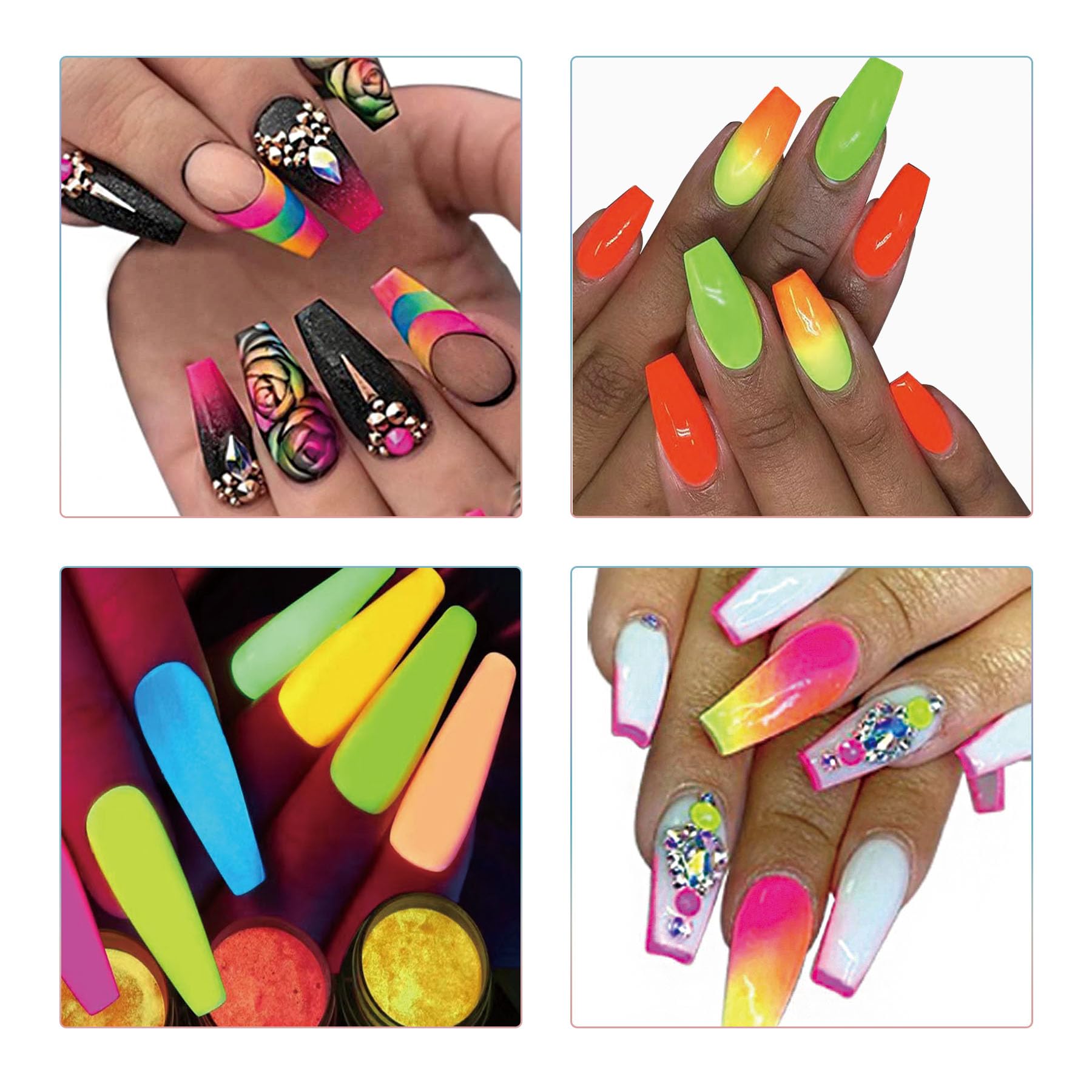 60 Colors Nail Powder Pigment Set - Fluorescent & Pearlescent Halo Powder for Acrylic Nails, Nail Art & Body Painting - High-Gloss, Long-Lasting & Luminous - Perfect for Salon, Home Manicure & DIY Nail Designs