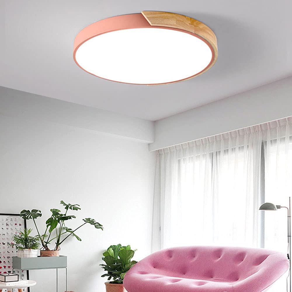 Dimmable LED Panel Ceiling Light - Tri-Color Adjustable Flush Mount Lighting Fixture - Easy Install Nordic Macaron Style - Perfect for Kids' Rooms, Bedrooms & Living Rooms
