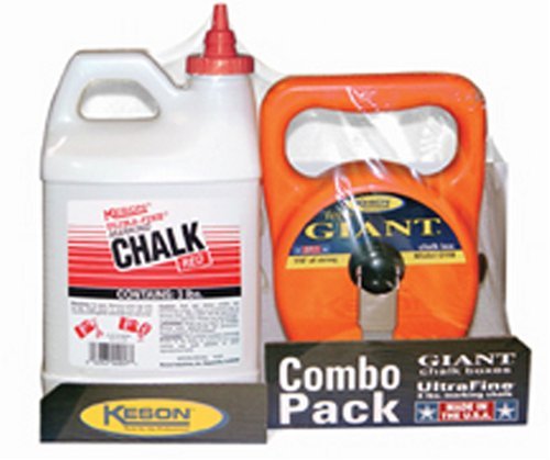 Keson G1003R Giant Chalk Box Combo with 3-Pounds of Red Chalk - Perfect for Construction, Surveying & Outdoor Marking
