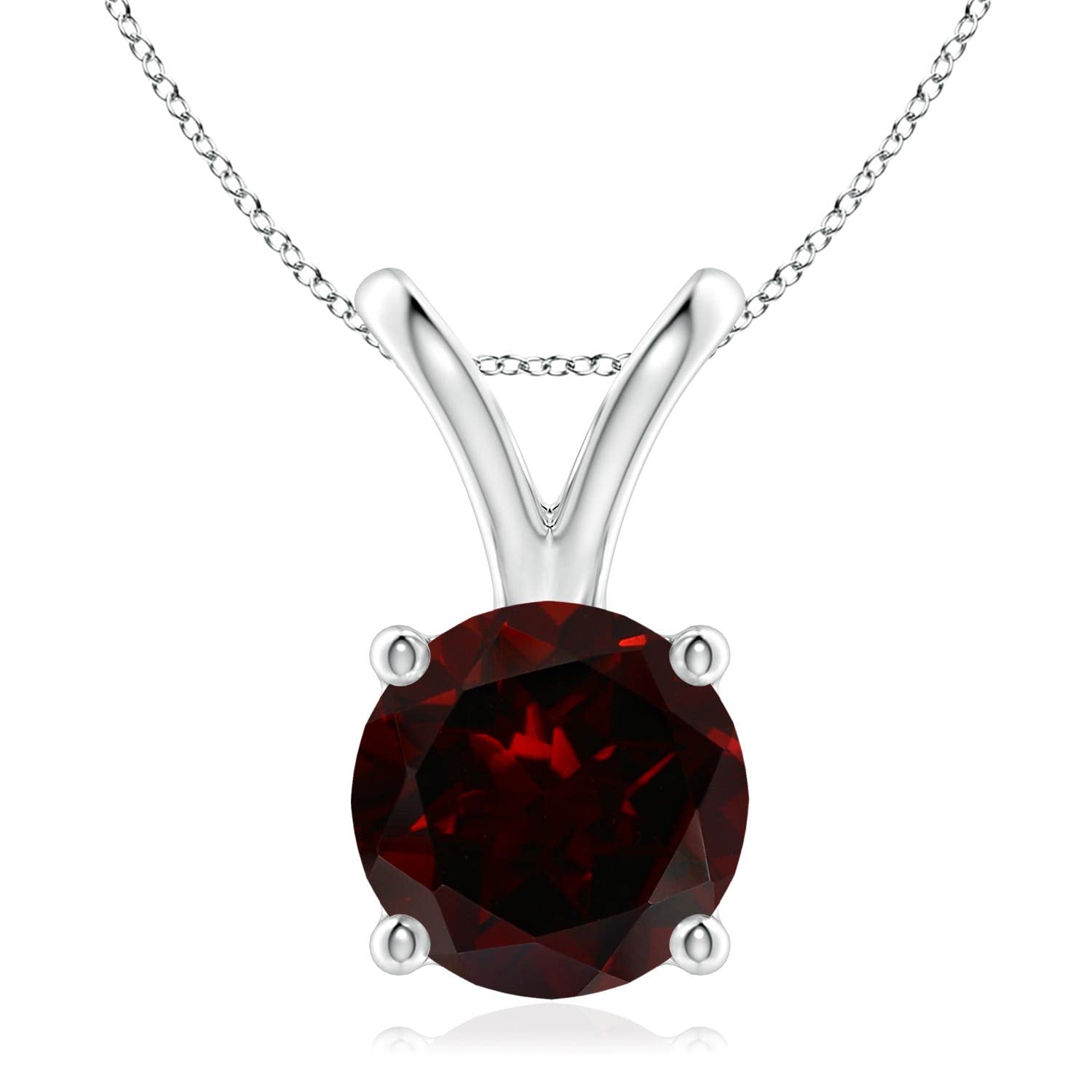 Angara Natural Garnet Solitaire Pendant Necklace for Women - 14K Gold/Platinum/Sterling Silver | January Birthstone Jewelry | Elegant Gift for Her | Birthday, Anniversary, Valentine's Day | Perfect for Everyday Wear, Office & Special Occasions