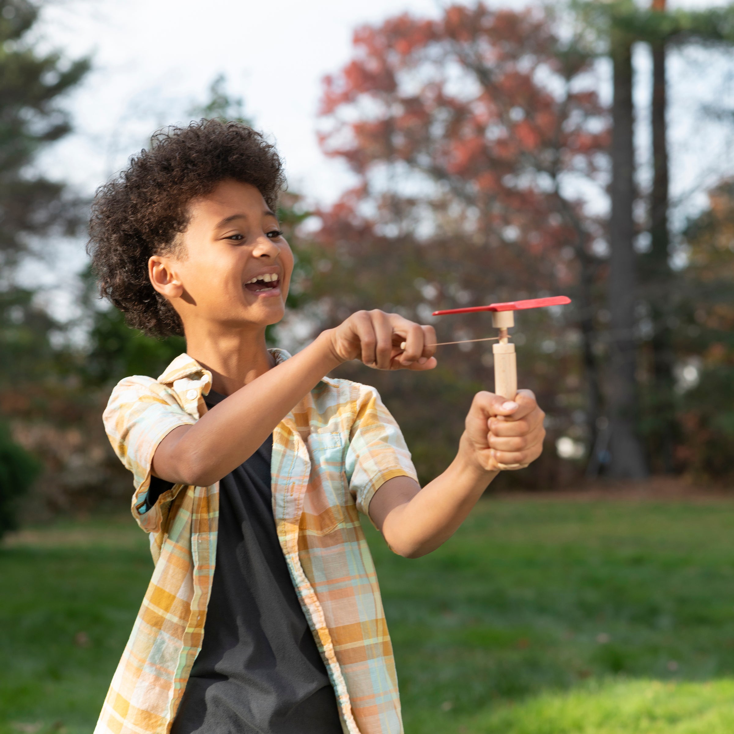 Huckleberry Pull Helicopter Toy - Fun Outdoor Flying Toy for Kids, Best Gift for Boys & Girls - Perfect for Backyard Play, Birthday Parties, and Outdoor Activities