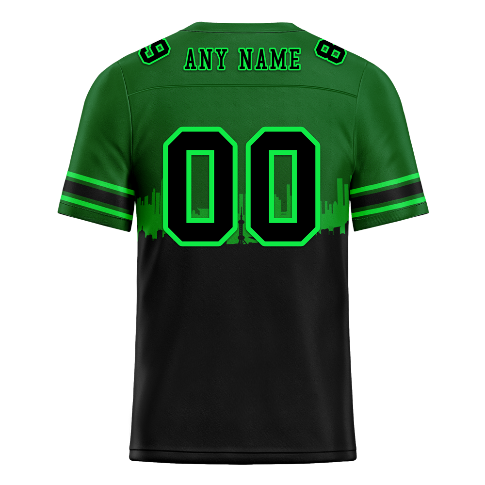 Custom Green & Black Graffiti Football Jersey - Personalized Authentic Soccer Uniform FBJ02 - Perfect for Game Day, Fan Events & Streetwear Fashion