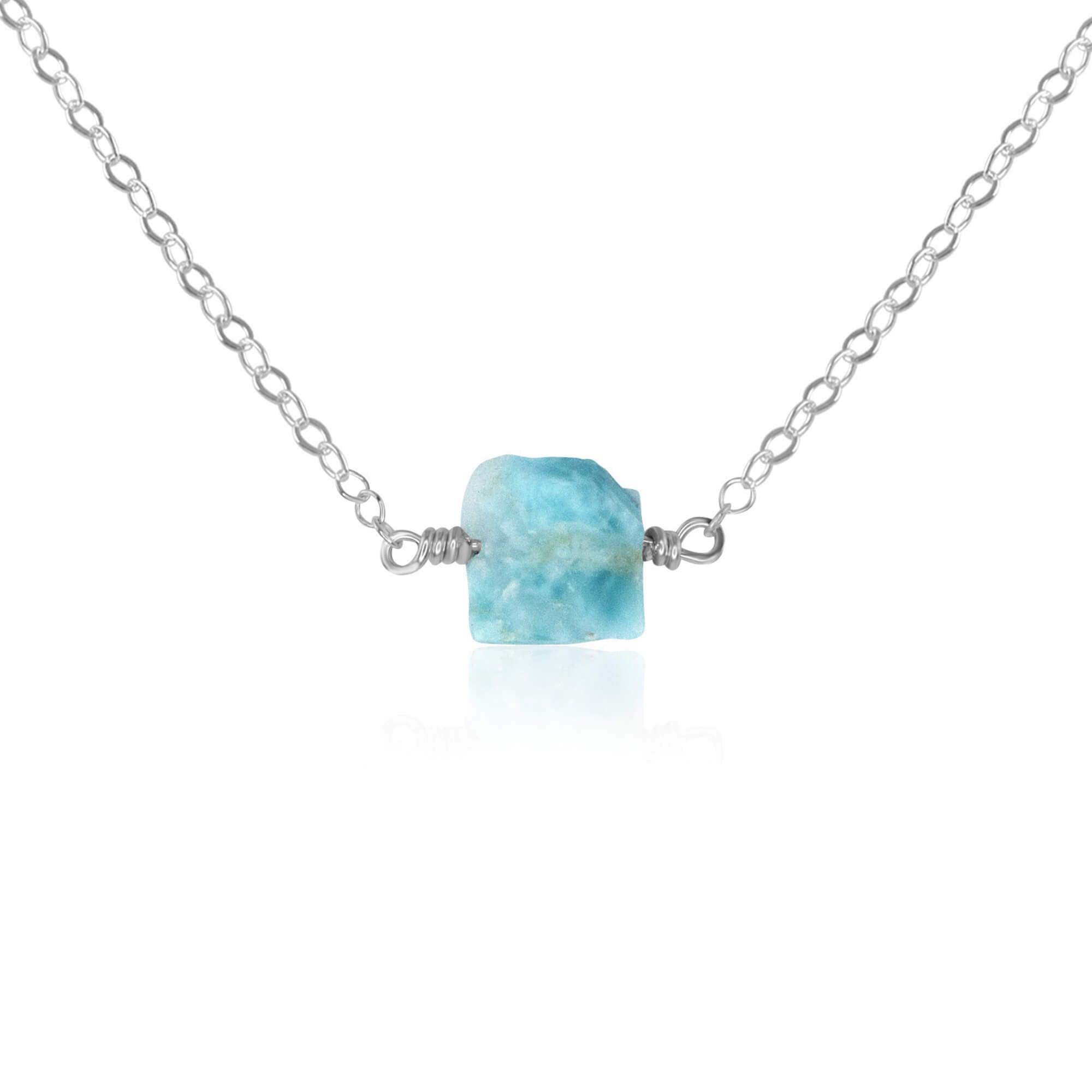 Raw Larimar Crystal Pendant Necklace - Natural Blue Gemstone Jewelry for Women - Perfect for Boho Style & Beach Outfits