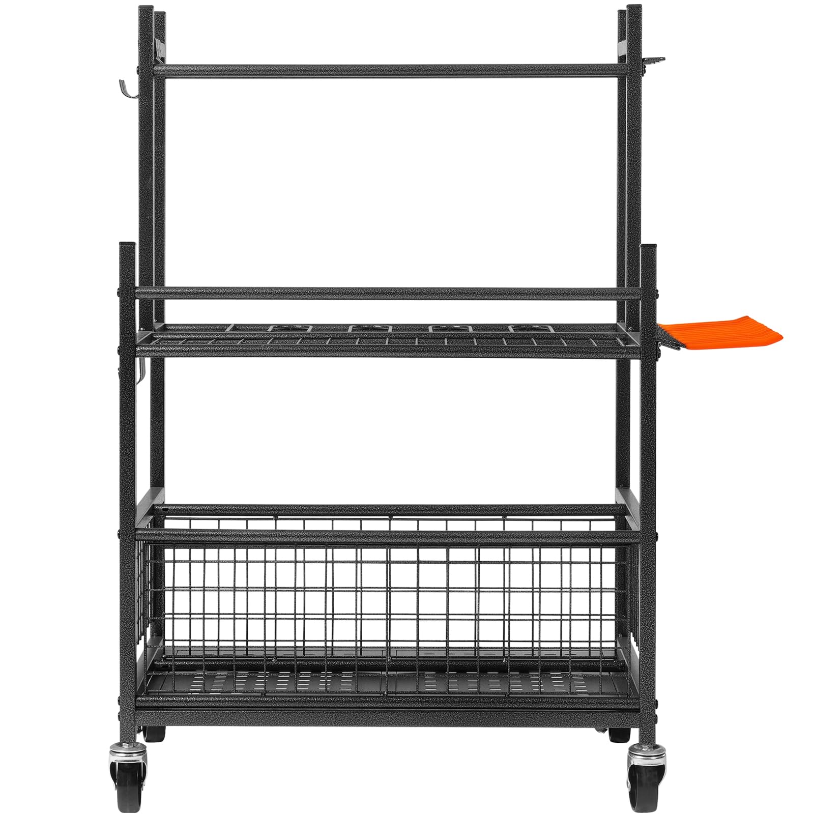 VEVOR 16-Slot Garden Tool Organizer with Hooks & Wheels - Heavy Duty Metal Yard Tool Tower Rack for Garage, Shed & Outdoor Storage - Perfect for Long-Handled Tools, Rakes & Brooms - Ideal for Home, Farm and Garden Organization