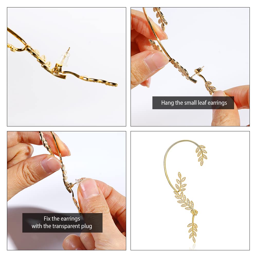 Vercret Gold Cuff Earrings for Women - Adjustable Cartilage Ear Cuff with CZ Stones, No Piercing Wrap Around Ear Clip - Perfect for Parties, Weddings & Everyday Fashion Accessories
