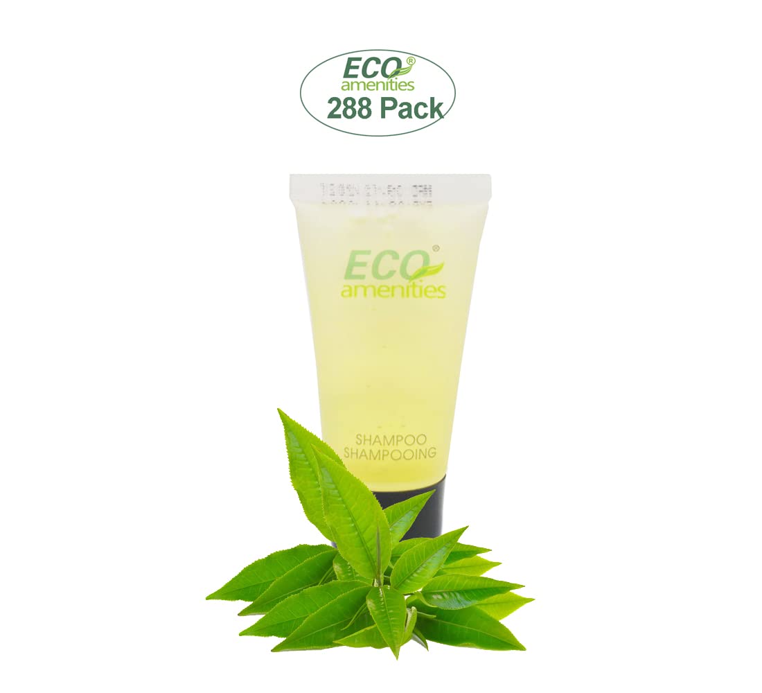 Bulk Travel Size Shampoo 288 Pack - 0.75 fl oz (22ml) Green Tea Scented Mini Shampoos for Hotels, AirBnB & Rentals | Eco-Friendly Guest Amenities | Perfect for Hospitality, Travel & Vacation Rental Supplies