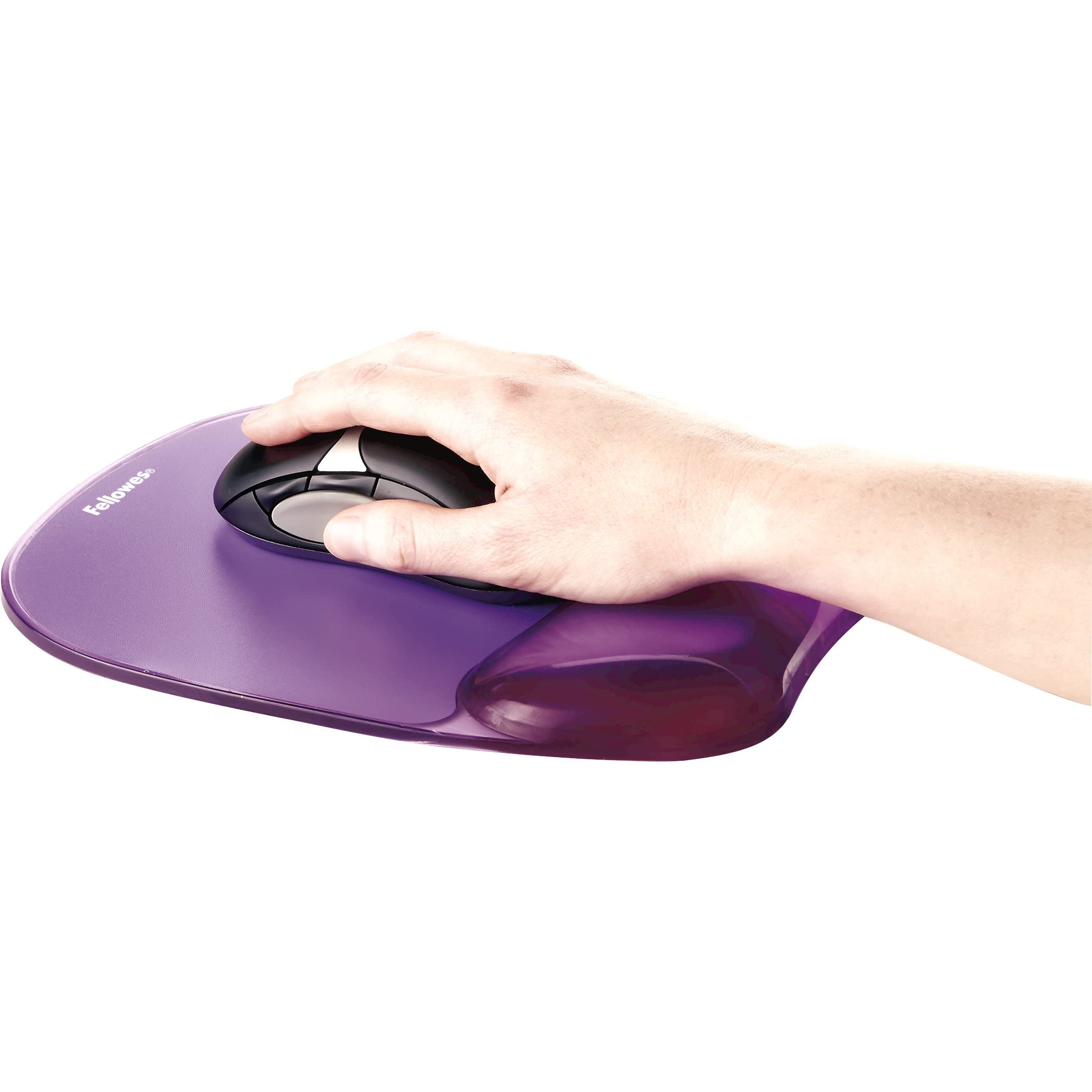 Fellowes Crystals Gel Mouse Pad with Wrist Support - Ergonomic Comfort for Office & Gaming (Purple, Model 91441) - Perfect for Computer Workstations & Home Desks