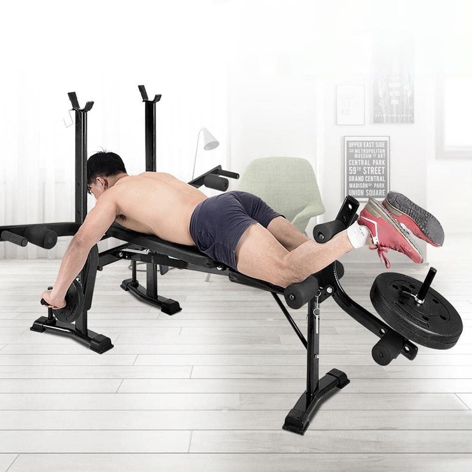 Olympic Weight Bench Set - Adjustable Bench Press with Squat Rack & Leg Extension, Foldable Home Gym Equipment for Strength Training | Perfect for Home Workouts, Bodybuilding & Fitness Training