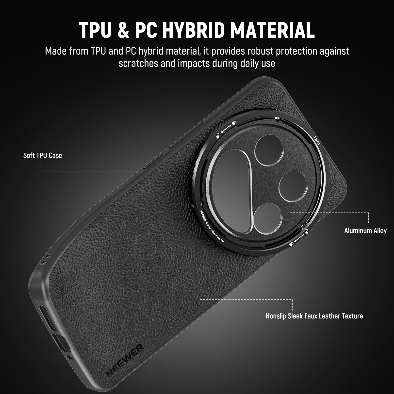 NEEWER PA051 Protective Case for Xiaomi 14 Ultra - Compatible with 17mm & 67mm Lens Adapters | Durable Phone Cover for Photography & Travel