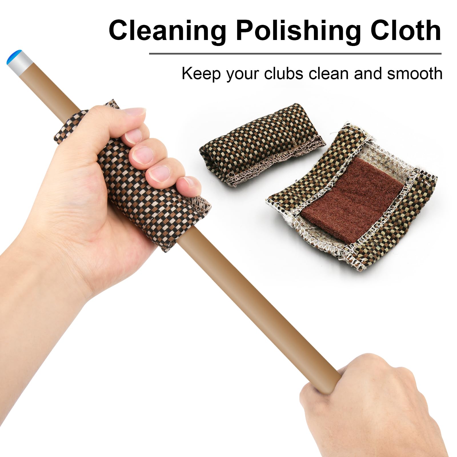 3-Piece Billiard Pool Cue Shaft Cleaner & Polisher Set with 6 Rubber Tip Protectors (10mm) - Professional Snooker & Pool Stick Maintenance Kit for Enhanced Game Performance