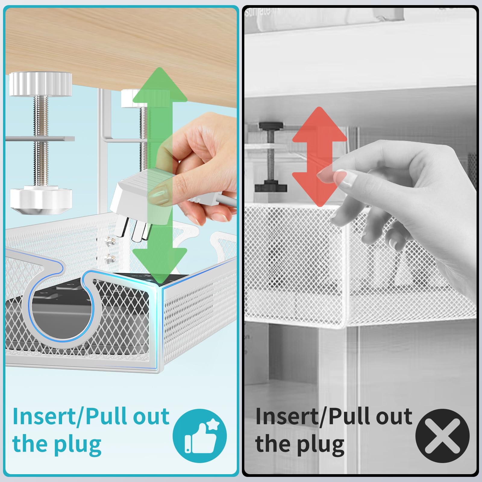 Under Desk Cable Management Tray - White No Drill Wire Organizer with Clamp for PC, Office & Home Workspace - Keep Cords Neat Under Computer Desks & Workstations