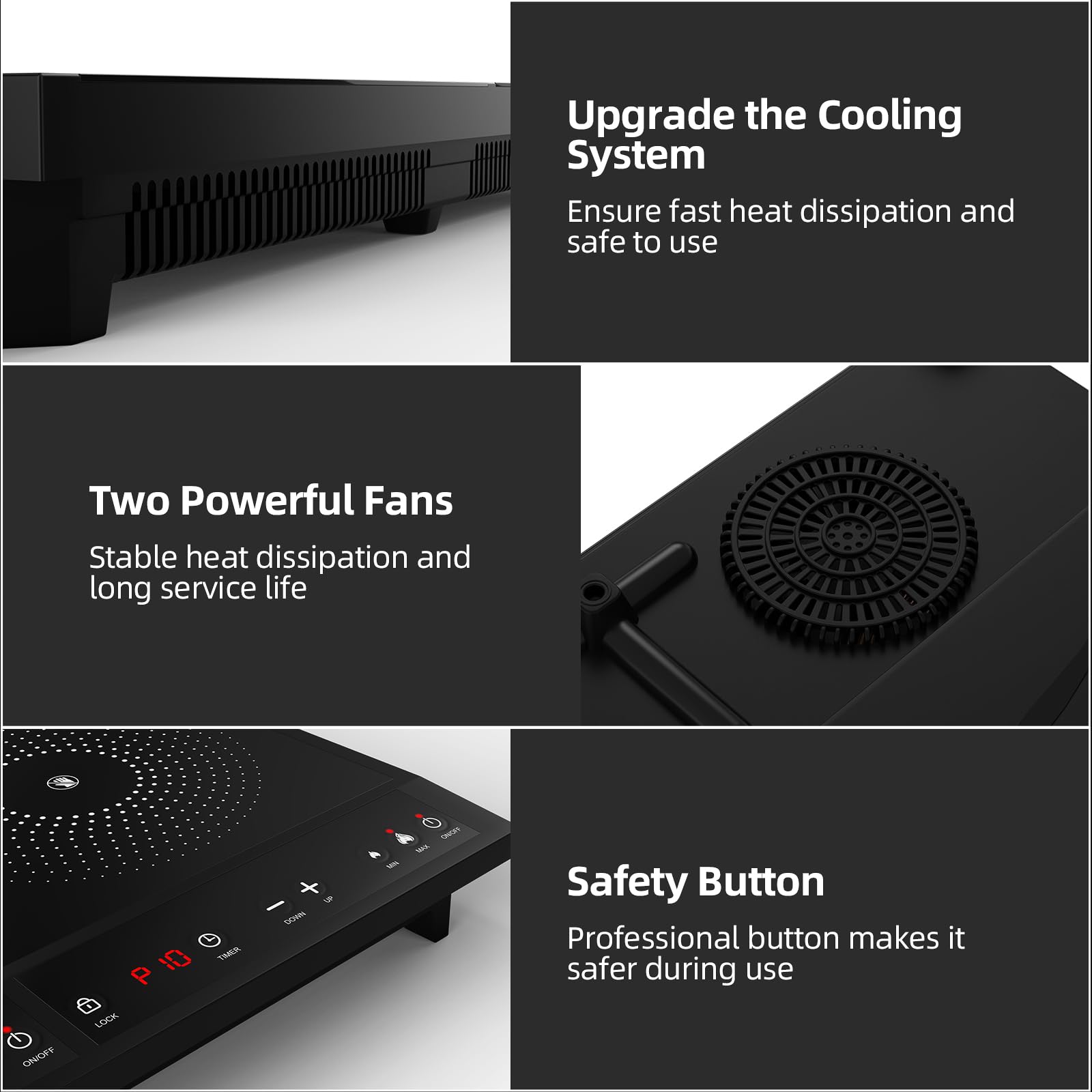 Double Induction Cooktop with 2 Burners - 1800W Portable Induction Cooker with Independent Controls, 10 Temperature Settings, Ultrathin Design, 3-Hour Timer & Safety Lock - Perfect for Home Kitchen, RV Cooking, Dorm Room & Outdoor Use