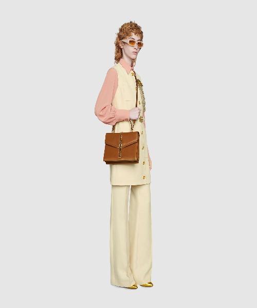 Gucci Sylvie 1969 Small Leather Top Handle Handbag in Brown | Luxury Designer Crossbody Bag for Women | Perfect for Work, Date Night & Special Occasions