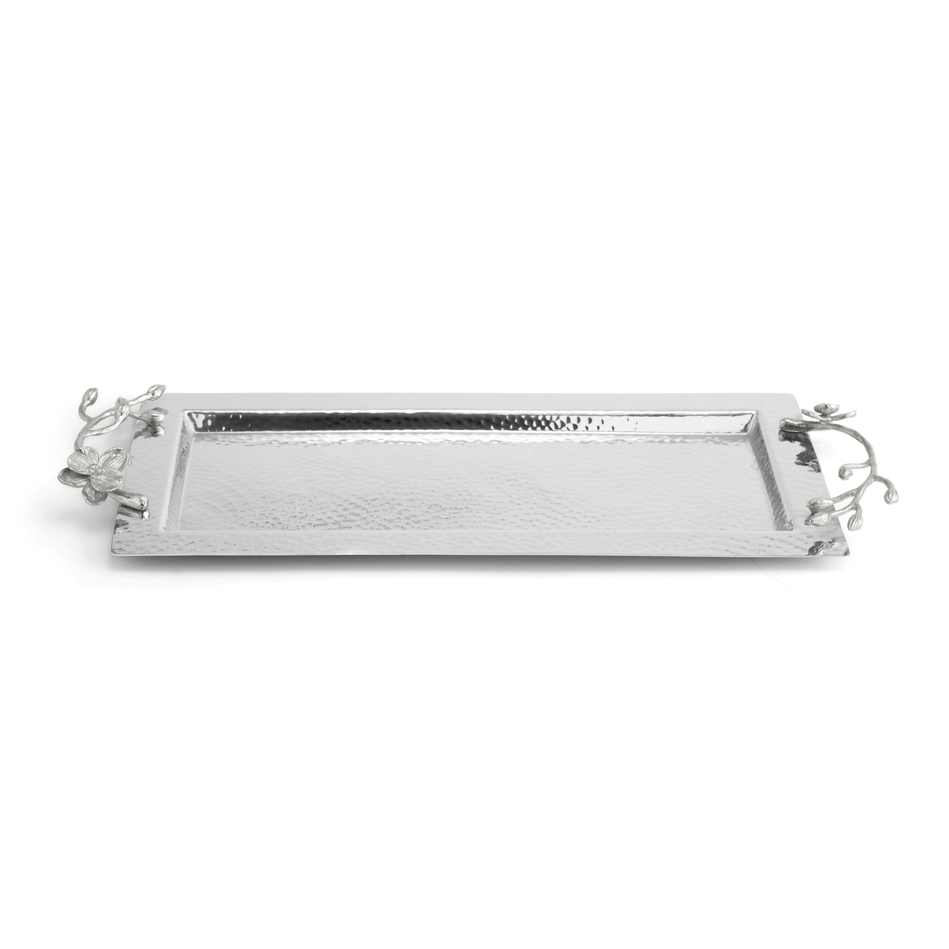 Elegant White Orchid Vanity Tray for Jewelry & Perfume | Perfect for Dresser Organization & Home Decor | Gift Idea for Women