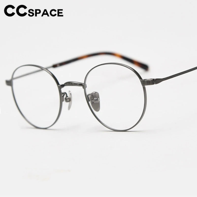 CCspace Unisex Full Rim Round Titanium Eyeglasses Frame - Lightweight Durable Glasses for Men & Women - Perfect for Reading, Driving & Daily Wear (Model 300779)