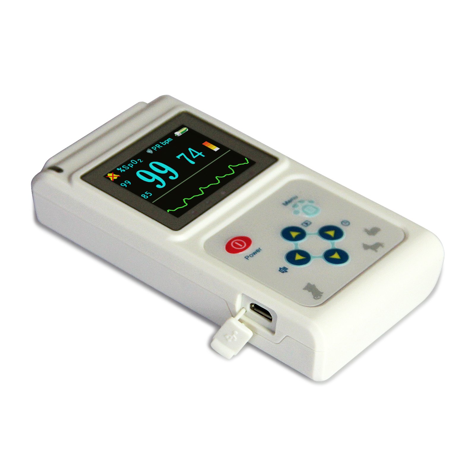 CONTEC CMS60D-VET Veterinary Pulse Oximeter - Handheld SPO2 Monitor for Dogs & Cats with Tongue/Ear Probe - Measures Pulse Rate & Oxygen Saturation - Ideal for Pet Clinics, Home Care & Emergency Use