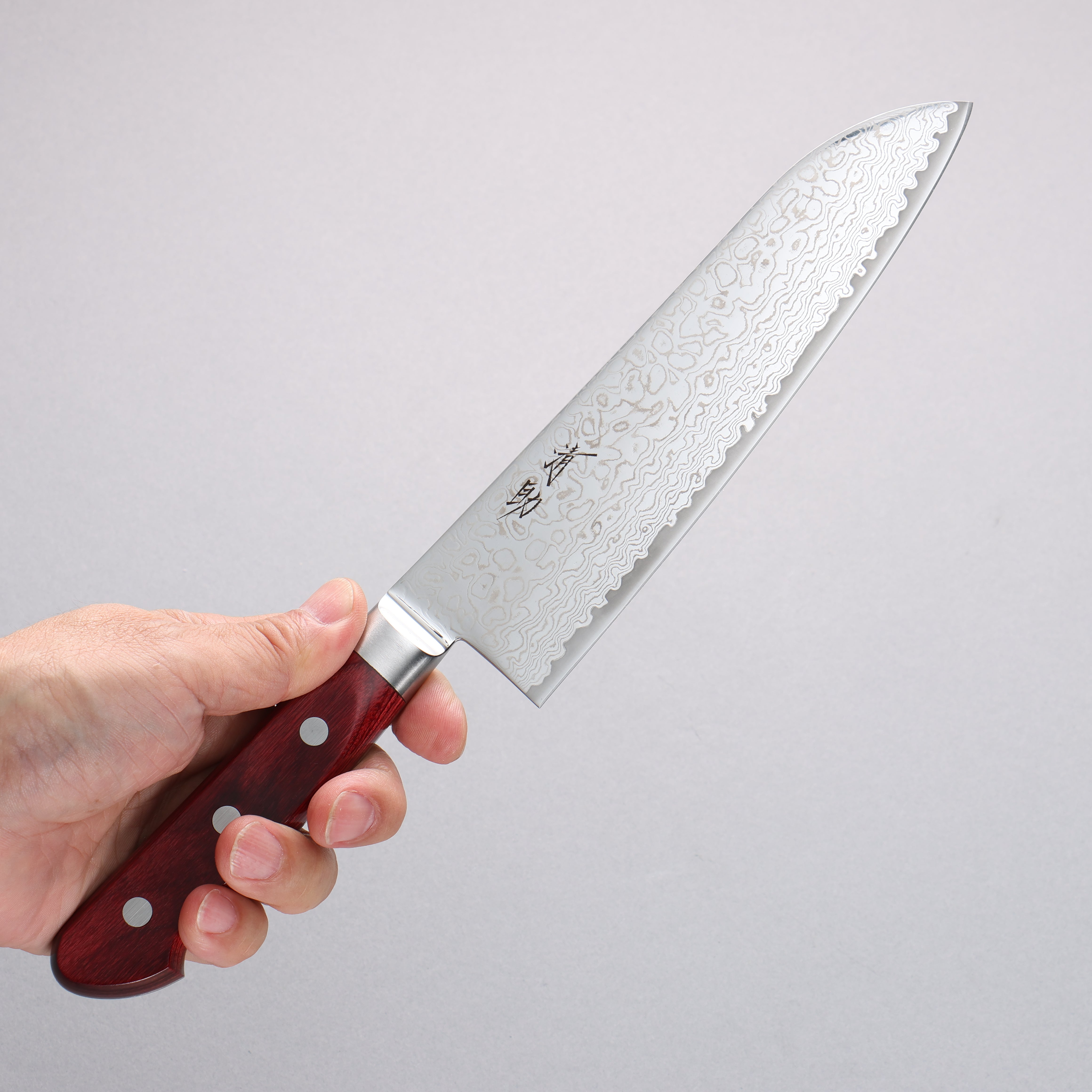 Premium Seisuke Kagami2 AUS10 Damascus Santoku Knife 180mm - Mirrored Finish, Red Pakka Wood Handle - Perfect for Slicing, Dicing & Precision Cooking in Professional Kitchens & Home Use