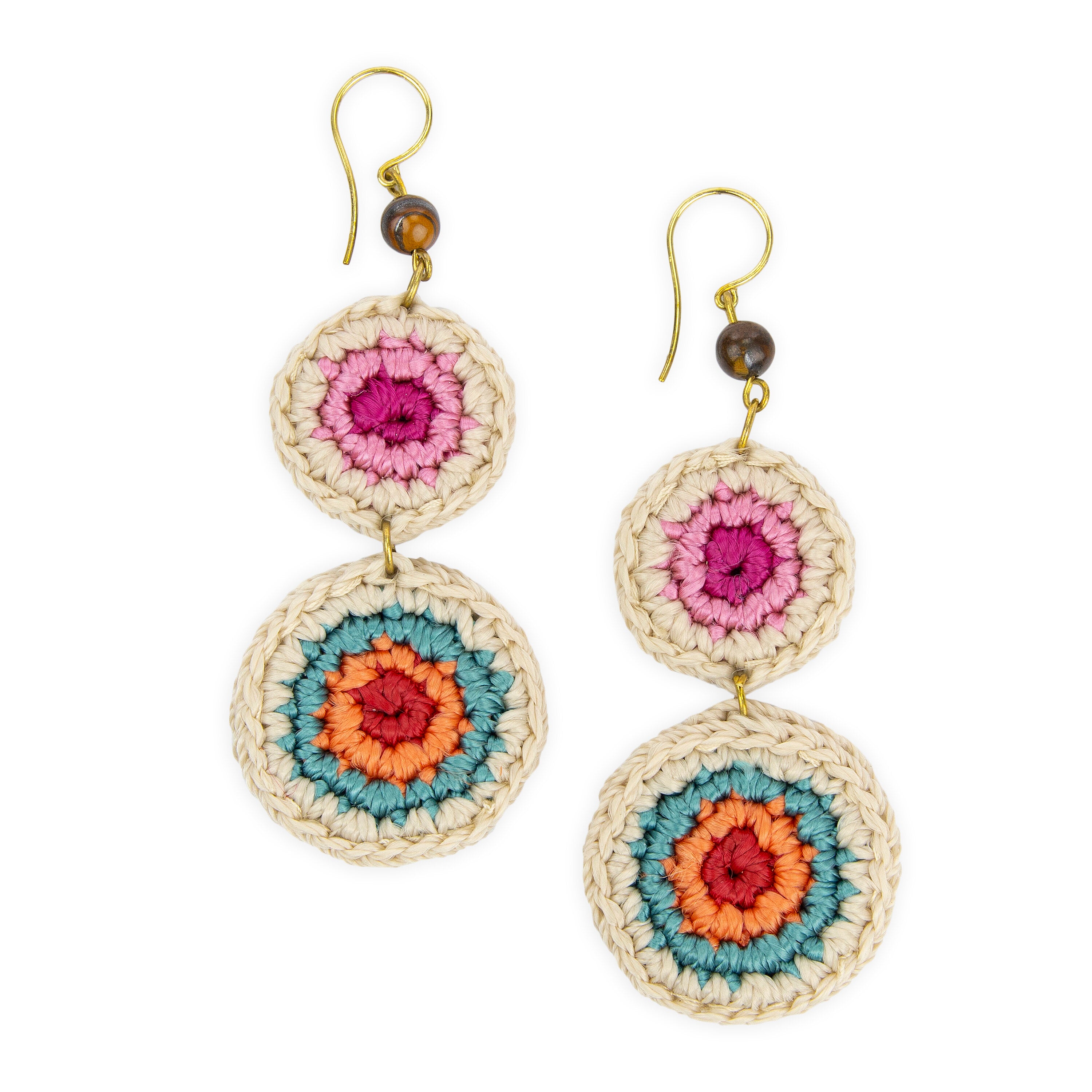 Elegant Jasper Double Disc Earrings for Women - Boho Chic Dangle Jewelry for Casual & Party Wear