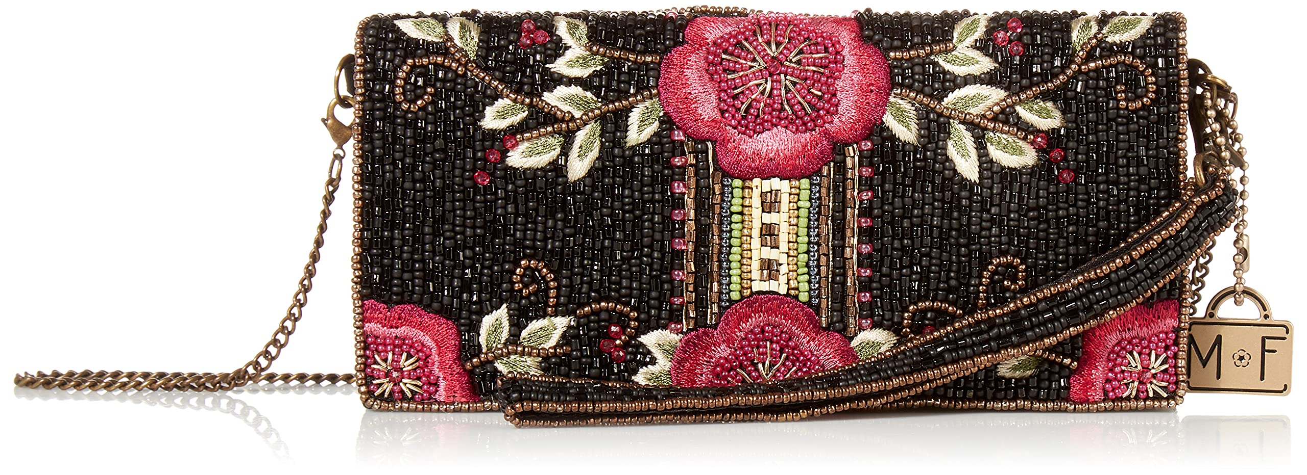 Mary Frances Beaded Crossbody Phone Wallet for Women - Stylish RFID Blocking Clutch Purse with Wristlet Strap - Perfect for Parties, Travel & Everyday Use