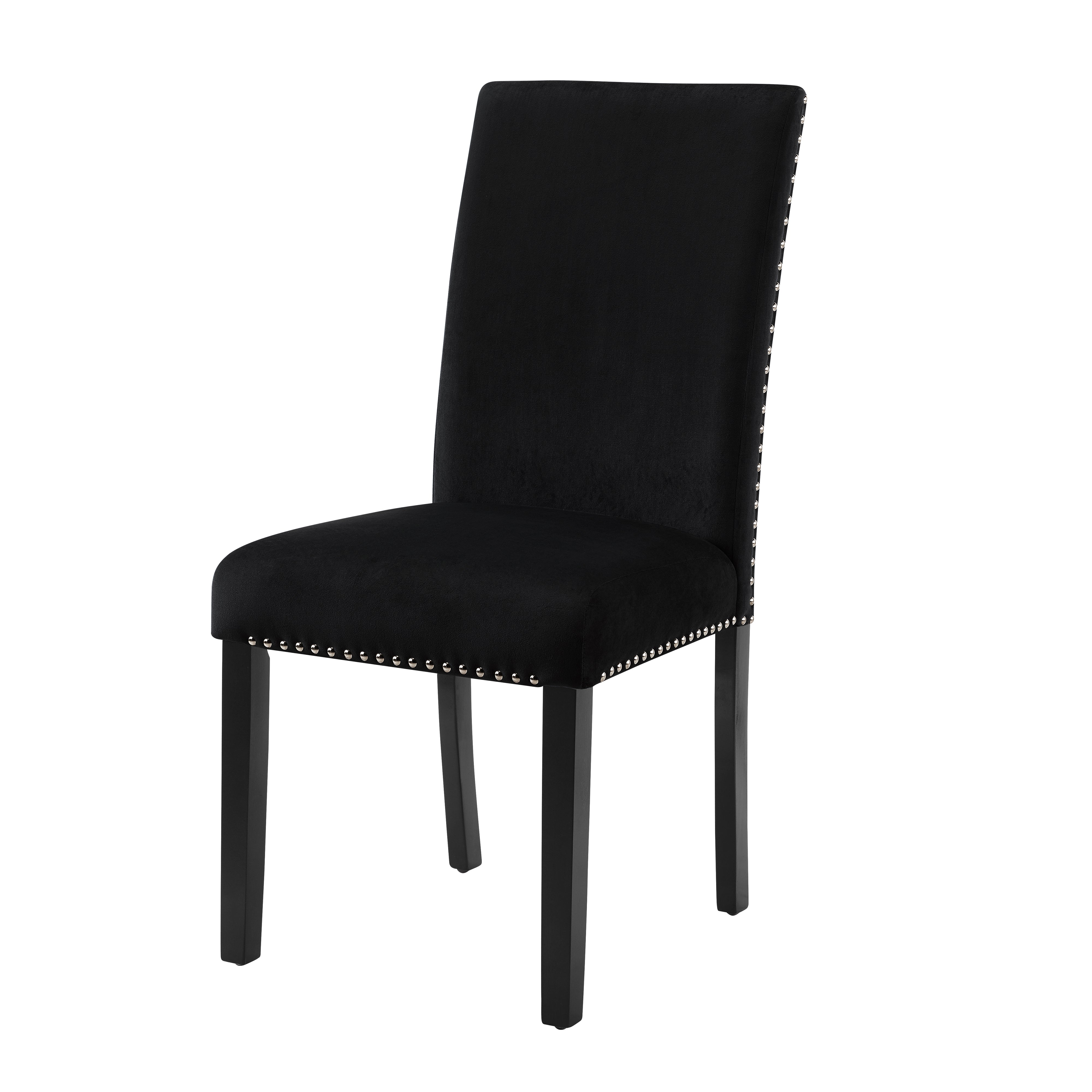 Roundhill Furniture Cobre Contemporary Velvet Dining Chairs with Nailhead Trim, Set of 2 - Modern Upholstered Side Chairs for Dining Room, Kitchen, or Home Office