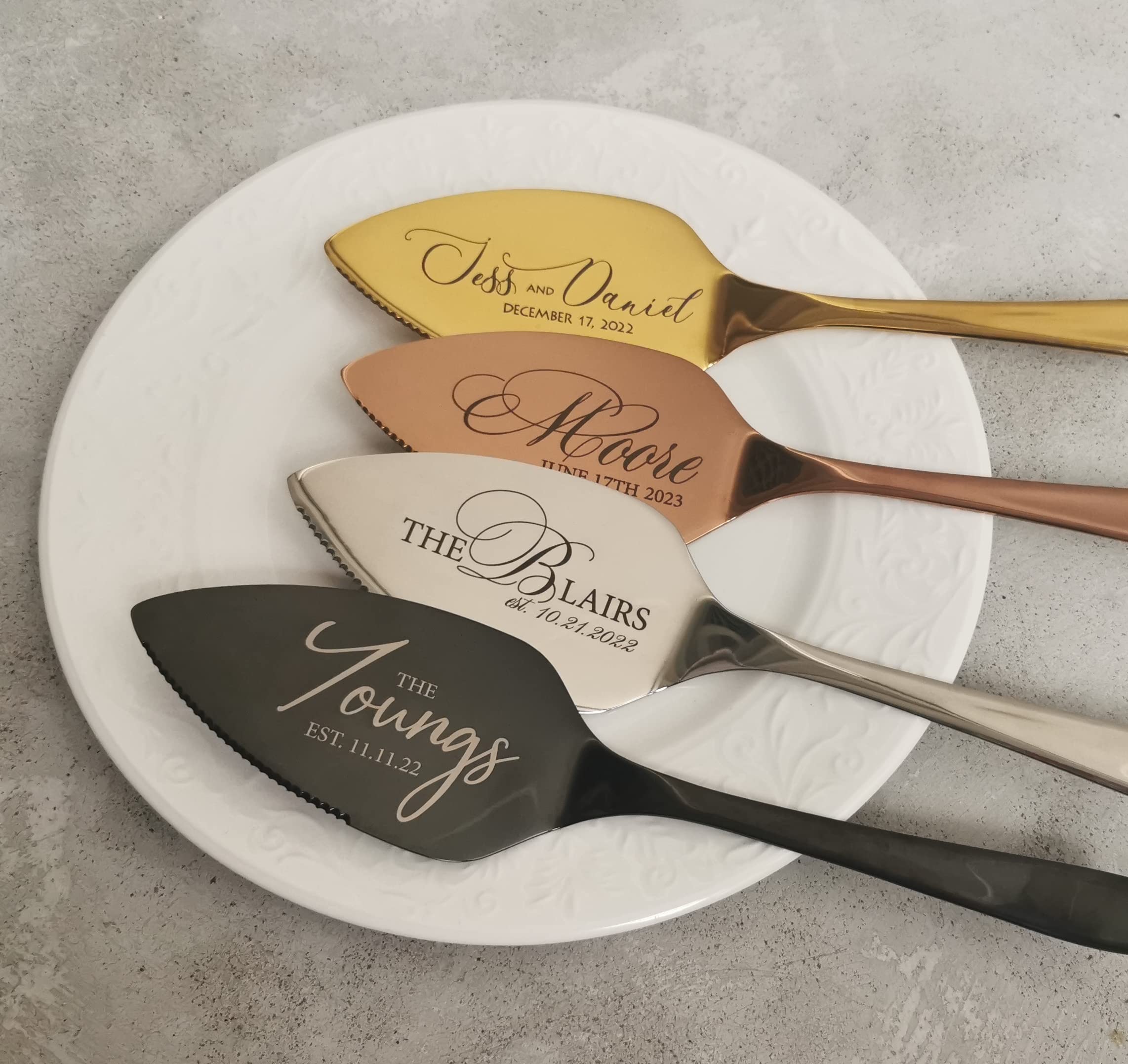 Personalized Wedding Cake Serving Set - Custom Engraved Stainless Steel Pie Cutting Tools with Knife & Forks (2-Piece Silver Set) - Perfect for Anniversaries, Birthdays, Bridal Showers & Wedding Keepsake Gifts - Ideal for Cake Cutting Ceremonies, Dessert Serving & Special Occasion Celebrations