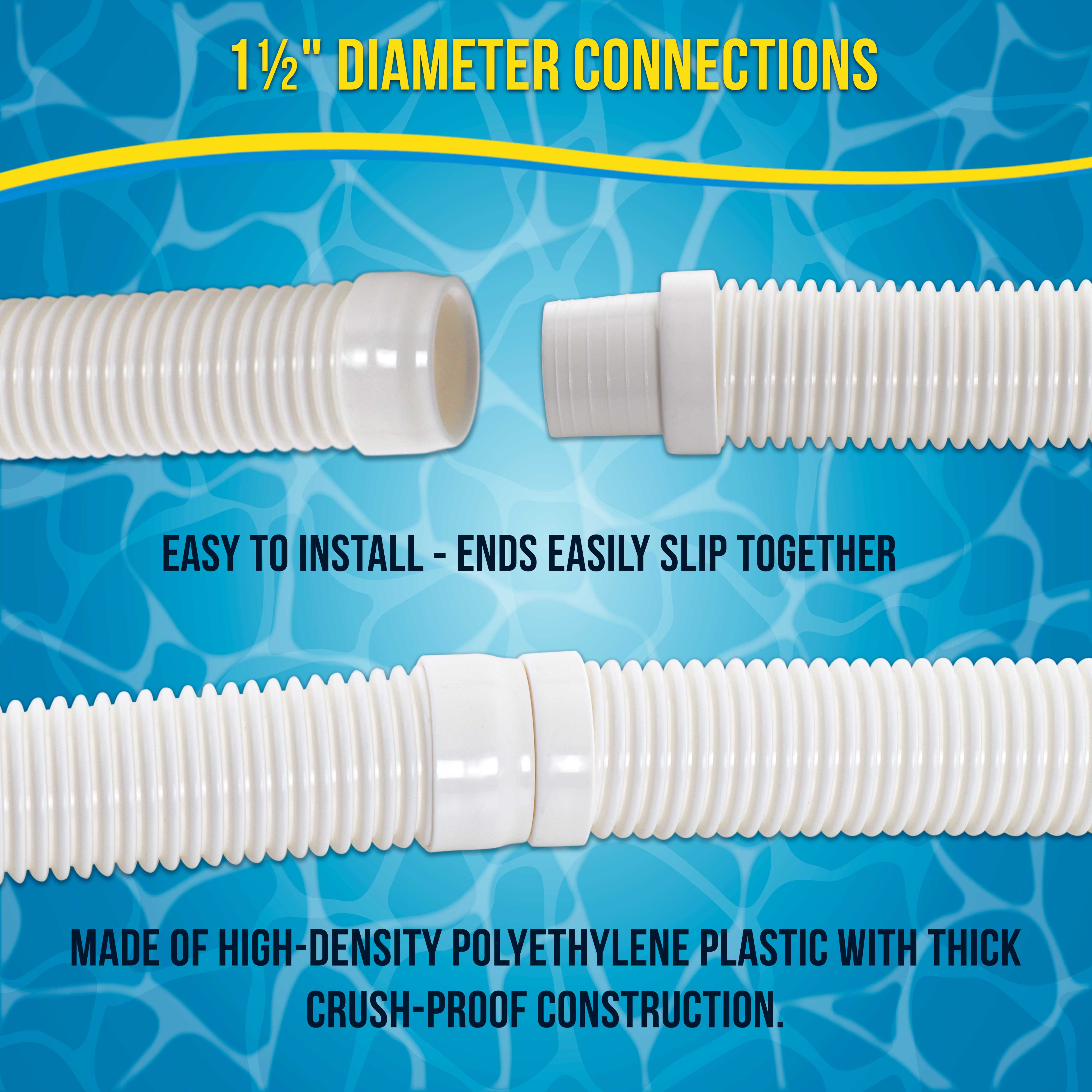 Professional 8-Piece Swimming Pool Vacuum Cleaner Hose Set - 40ft Flexible Spiral Wound with 1.5