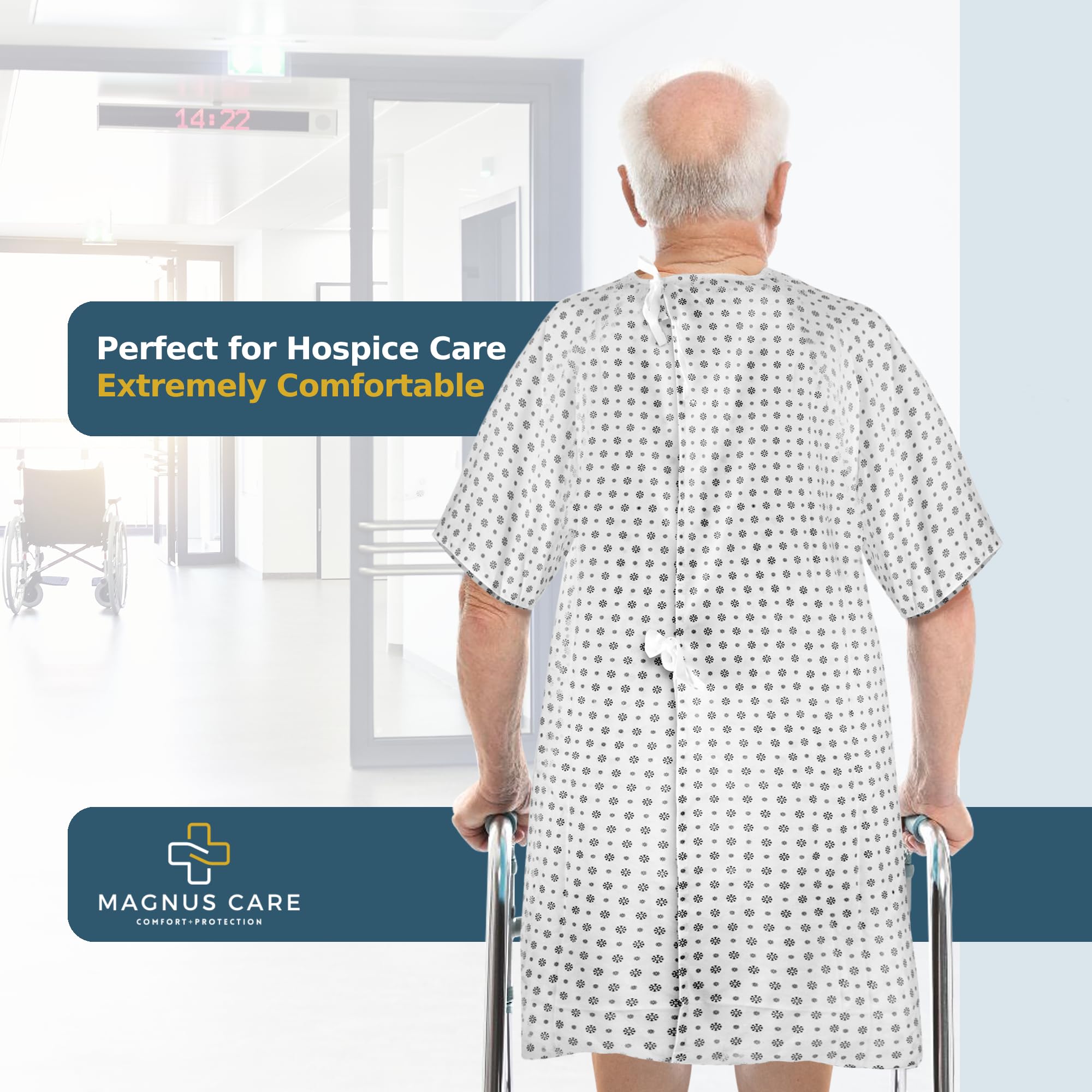 Unisex Cotton Blend Hospital Gown for Women & Men - Soft, Comfortable Patient Gown with Back Tie Closure - Fits Sizes up to 2XL (1 Pack) - Perfect for Medical Procedures, Surgery Recovery & Home Care