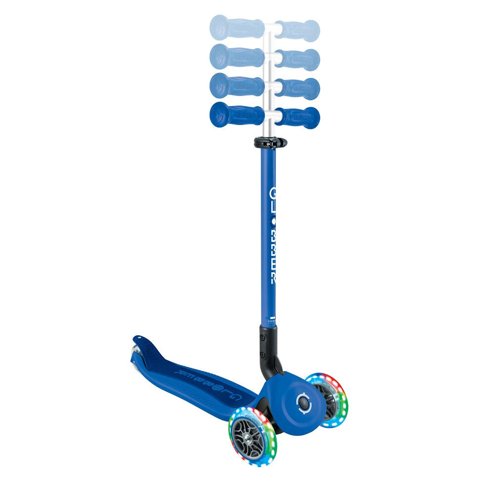Globber Go Up Active Lights Foldable Scooter for Kids - LED Light Up Wheels, Adjustable Handlebar, Portable Kick Scooter for Boys & Girls - Perfect for Commuting, School, Park & Outdoor Fun
