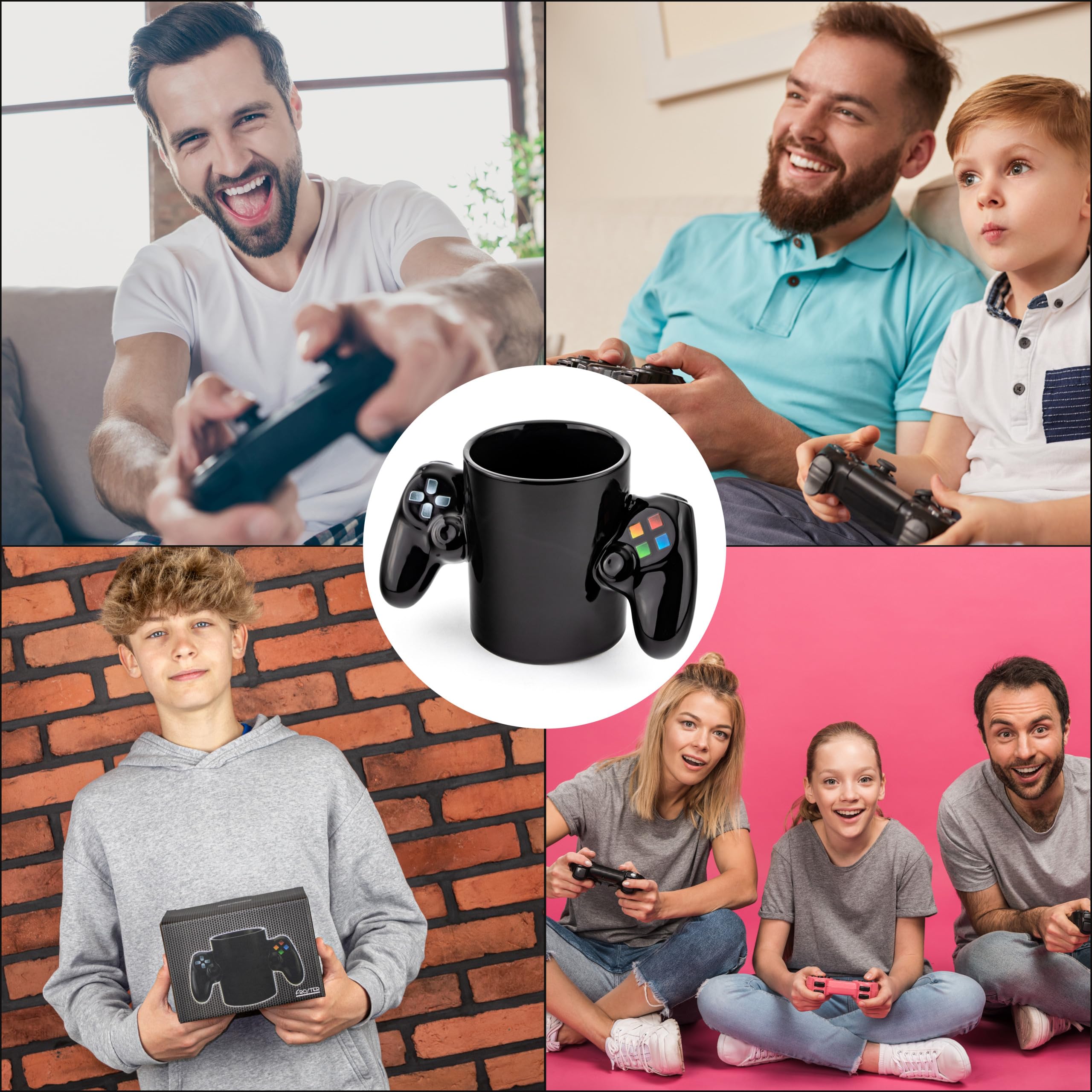 Froster Controller Gaming Mug 350ml - Gamepad Design Black Coffee Cup for Gamers, Perfect Gamer Gift for Boys & Men - Ideal for PC, Console & Office Use