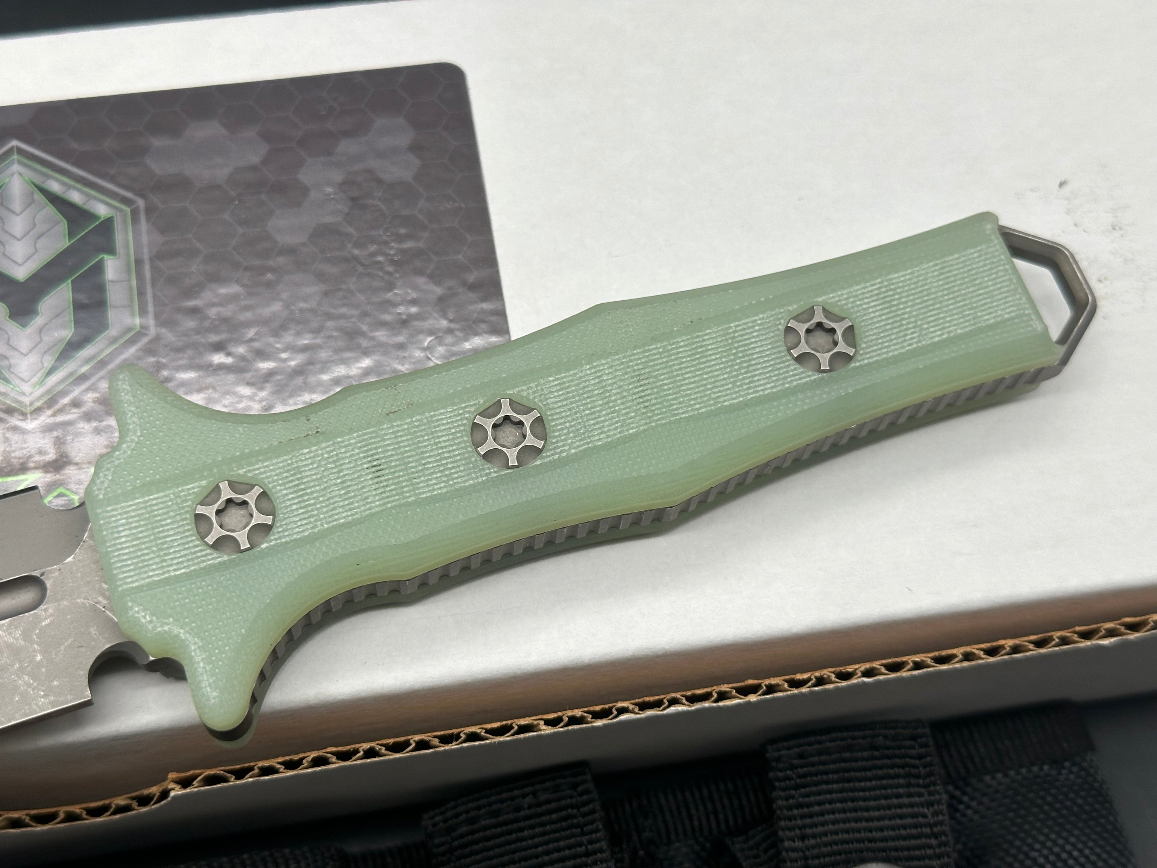 Heretic Knives Nephilim Fixed Blade Knife - Premium Natural Jade G10 Handle - Tactical Survival, Outdoor Camping & Hunting EDC Tool